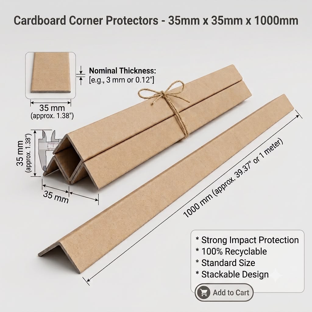 Cardboard Edge Boards 35mm x 35mm x 1000mm