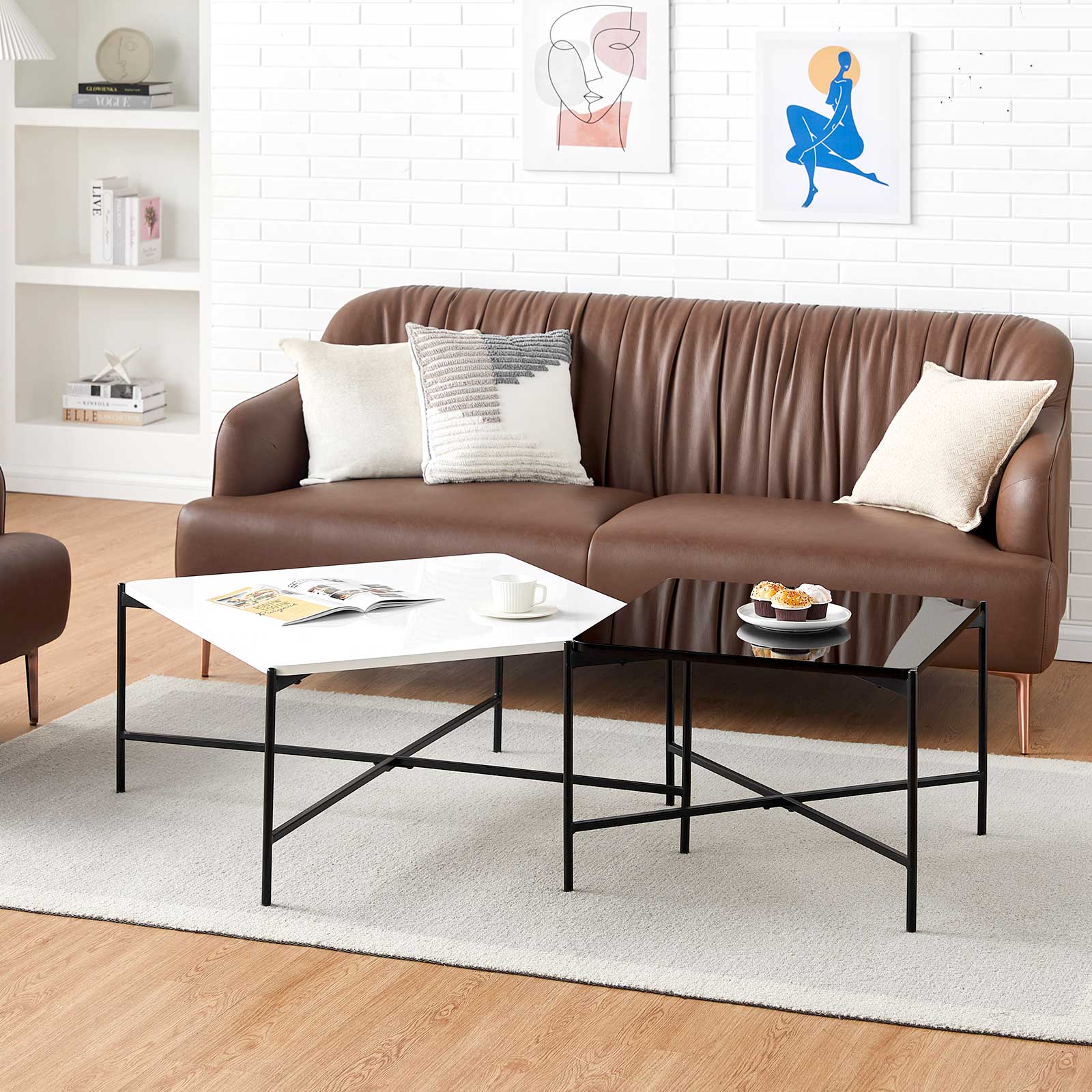 Arol 2-Piece High Gloss Square Nesting Coffee Table Set
