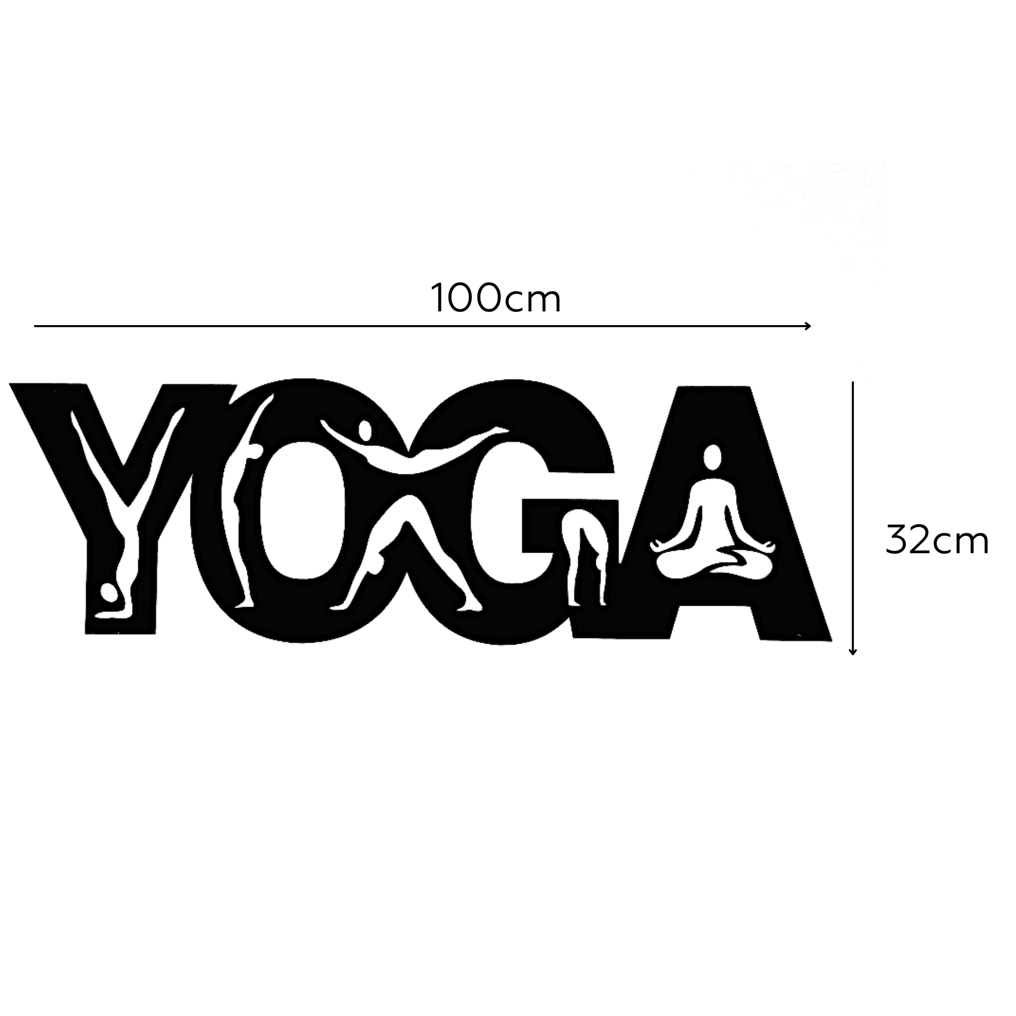 Yoga Black Metal Wall Art Hanging Decor | 100x32 cm 1.5mm Thickness for All Walls