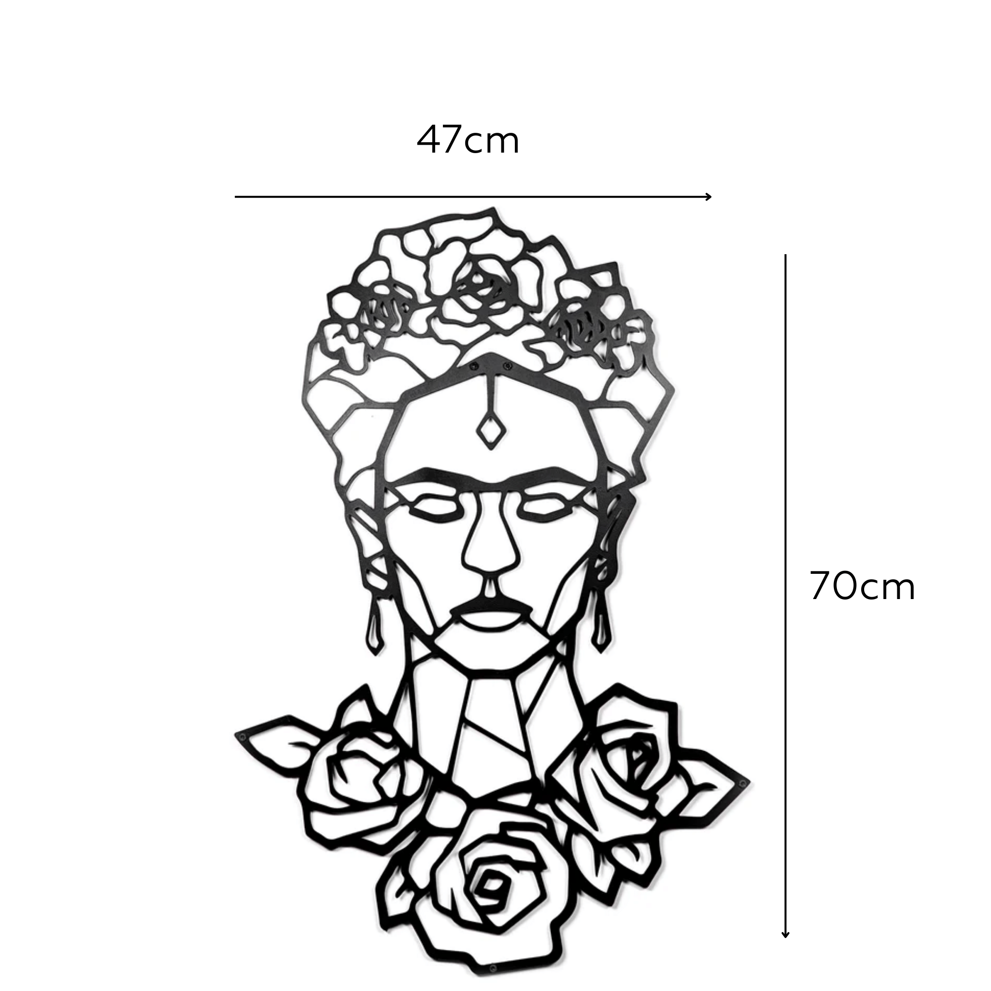 Frida Kahlo Metal Wall Art, Frida Wall Hanging, Metal Wall Sculpture, Modern Wall Art, Metal Portrait of Frida Kahlo, Black Metal Wall Art