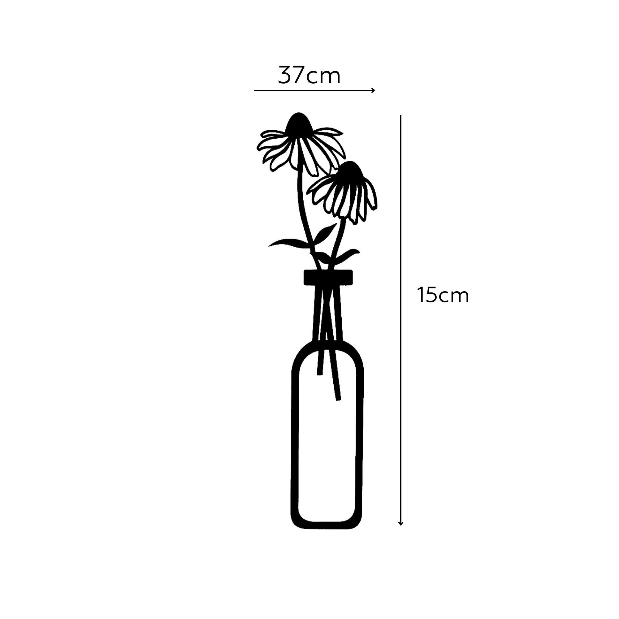 Flower in Vase Metal Wall Art, 3 Pieces Metal Wall Art Set, Spring Flowers Home Wall Decoration, Botanical Wall Decor, Black Floral Wall Art