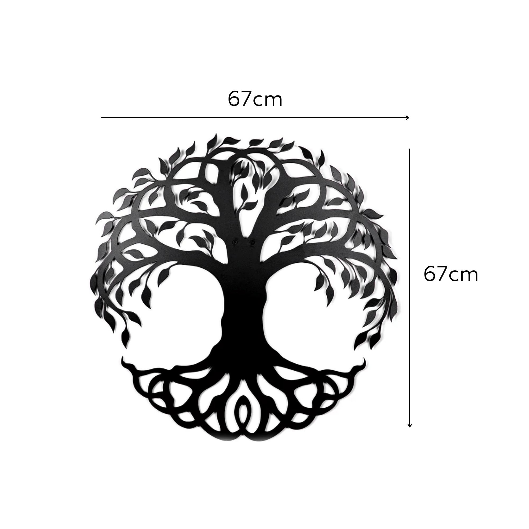 Tree of Life Black Metal Wall Art Hanging Decor | 67x67cm For All Walls 1.5mm Thickness