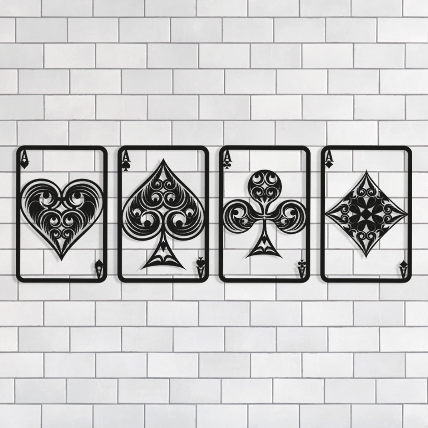 Set of 4 Playing Cards Metal Wall Art, Game Card Wall Decor, Game Room Wall Decoration, Poker Black Wall Hangings, Gift for Game Lovers