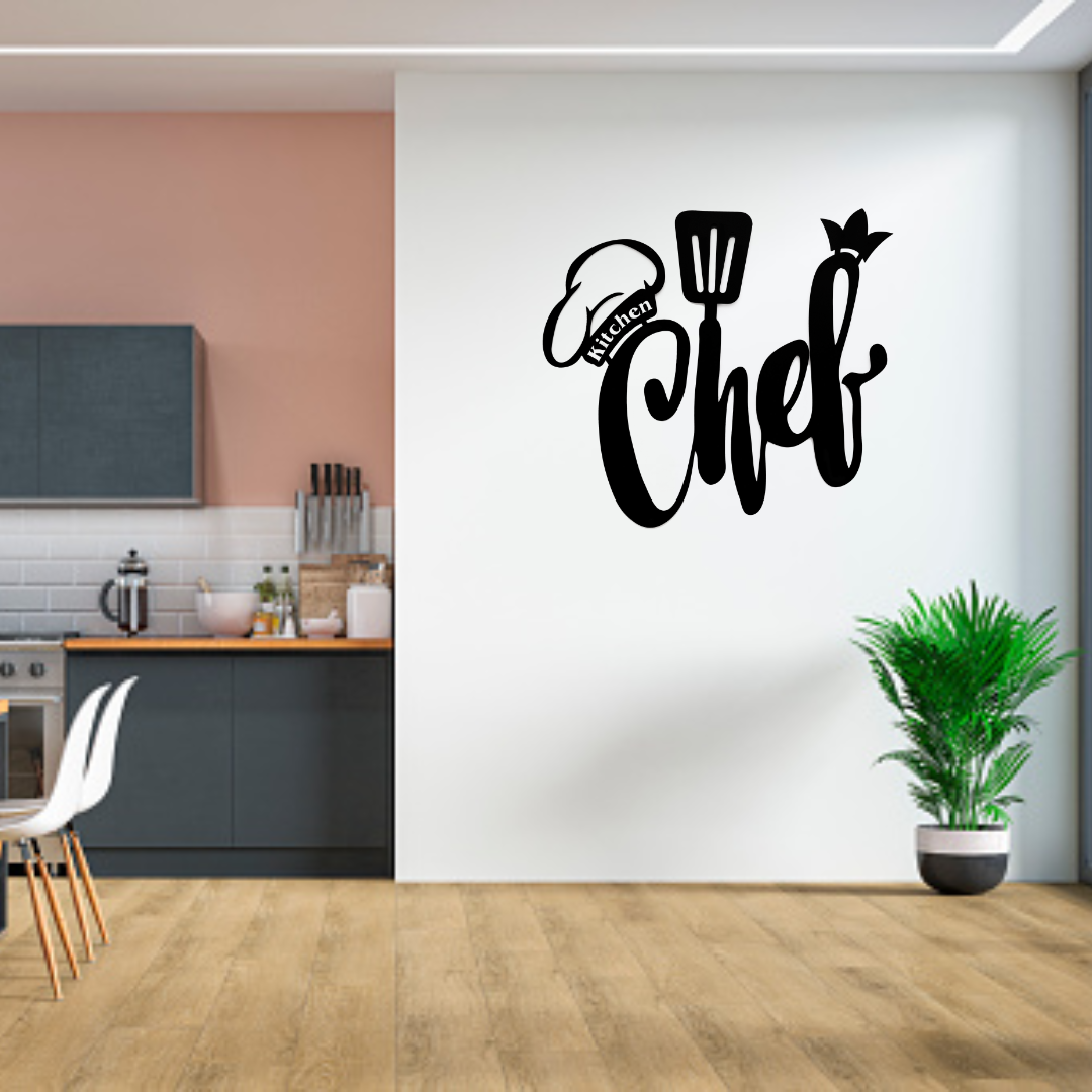 Black Metal Wall Hanger with Chef Pattern Suitable for All Walls