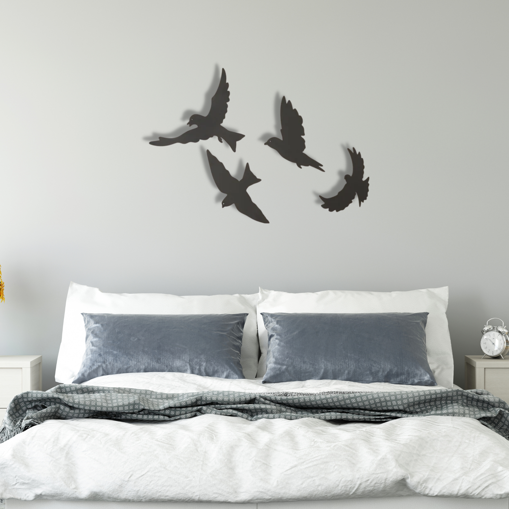 Set of 4 Metal Birds Wall Art, Birds Wall Decoration, Animal Wall Decor, Living Room Wall Decor, Birds Flock Metal Wall Art