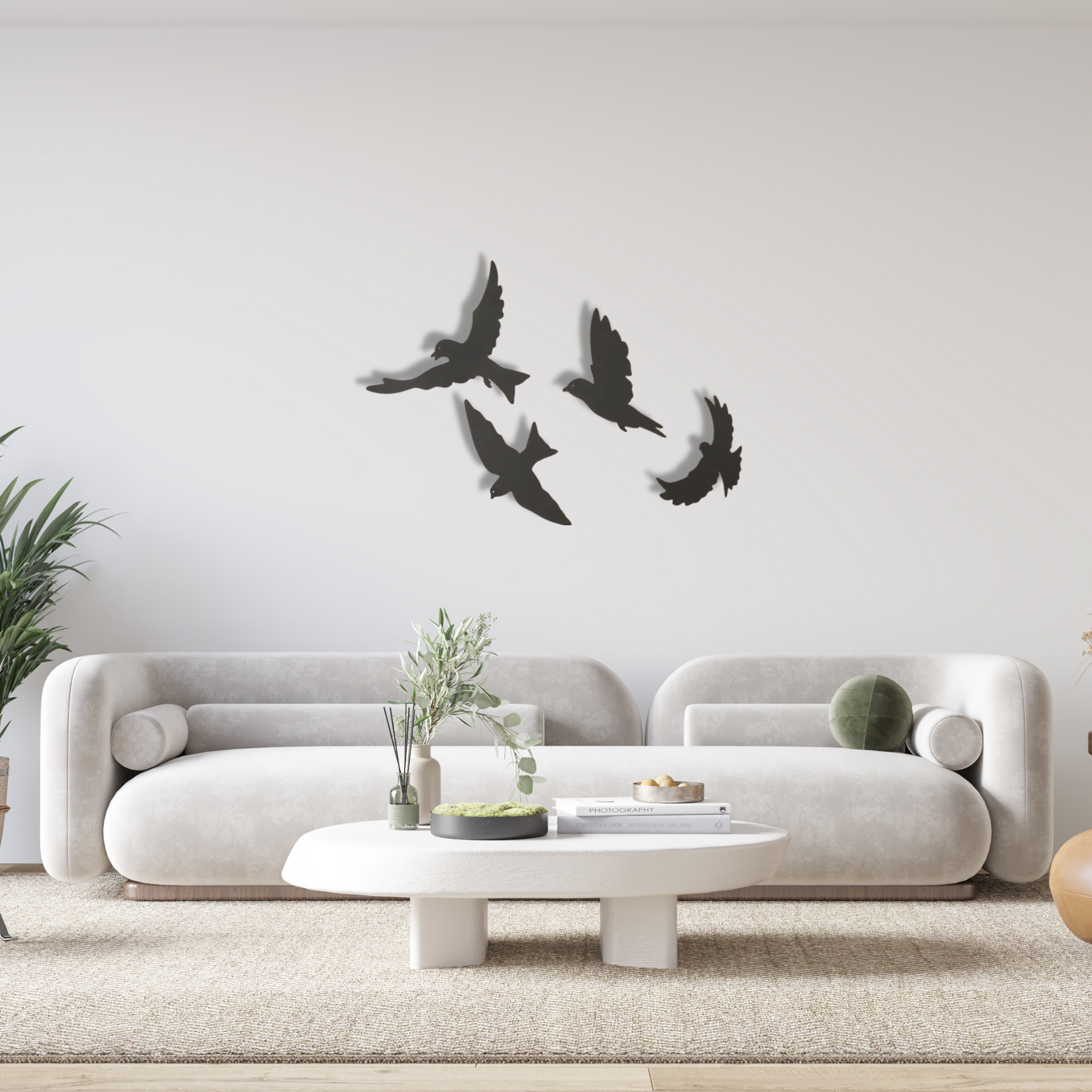 Set of 4 Metal Birds Wall Art, Birds Wall Decoration, Animal Wall Decor, Living Room Wall Decor, Birds Flock Metal Wall Art
