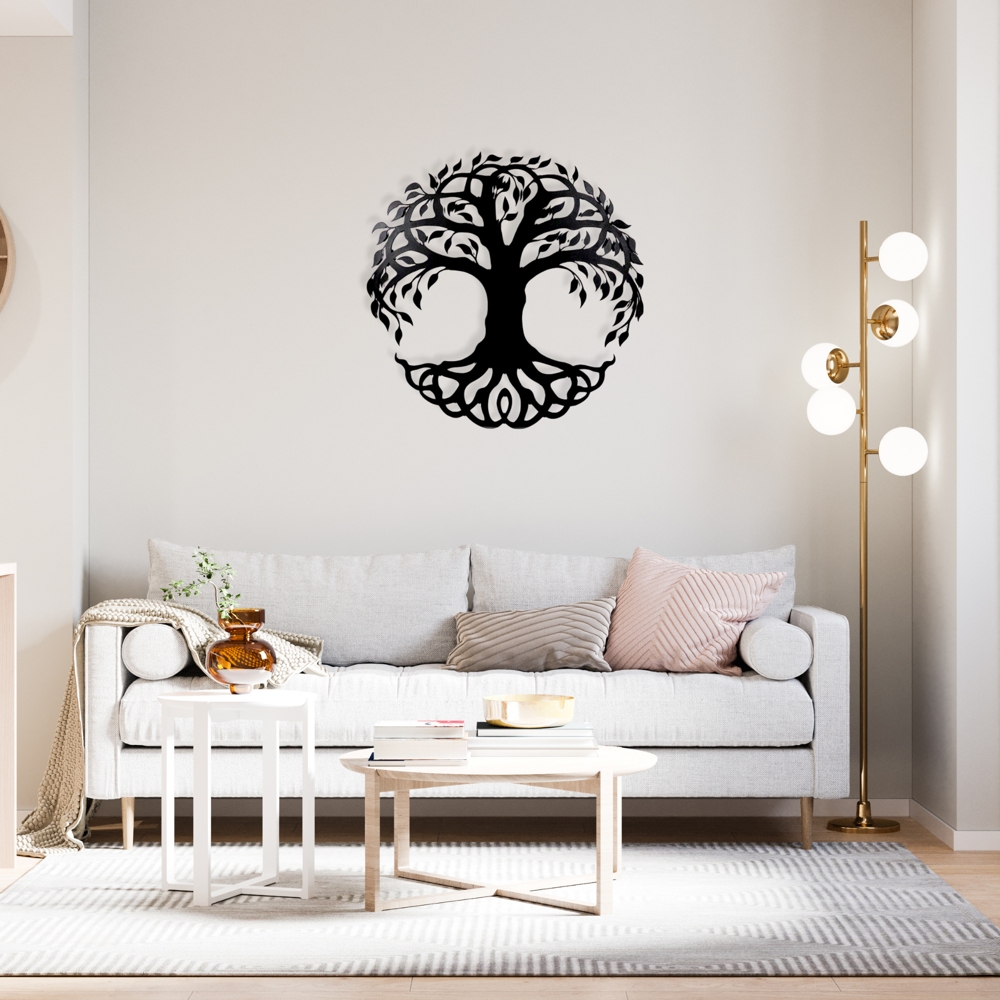 Tree of Life Black Metal Wall Art Hanging Decor | 67x67cm For All Walls 1.5mm Thickness