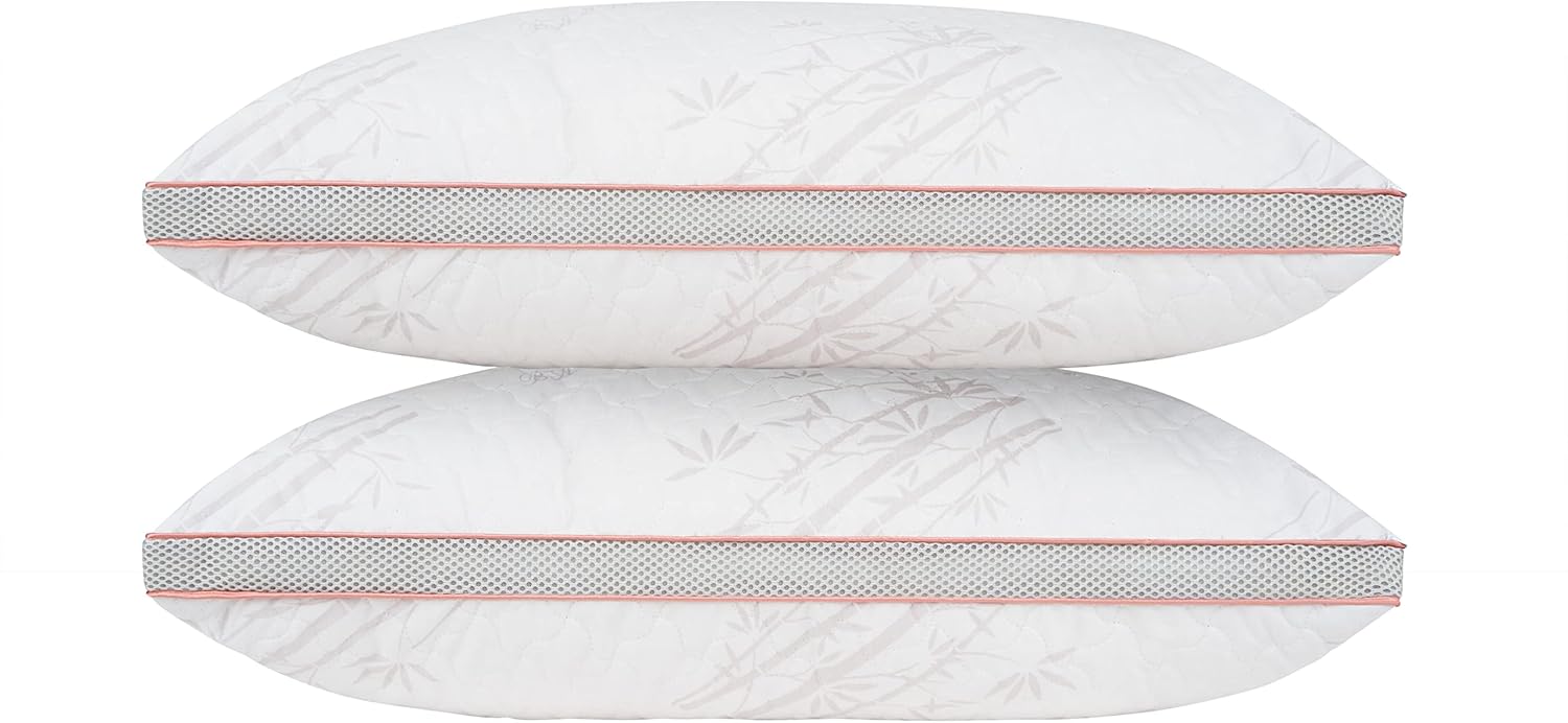 Bamboo pillow pack of 2 %65 Bamboo Fill-%100 Cotton Cover -Hotel quality firm pillow-Special Air flow Canals- Washable Cover-oversized 50x70