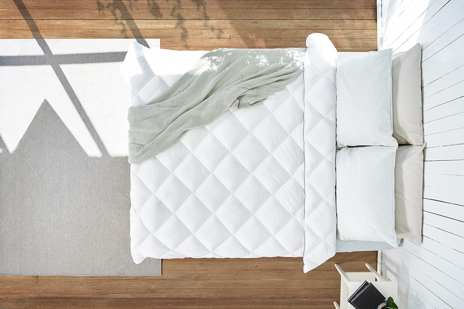 Bamboo Luxury Hotel Comforter%100 Turkish Cotton Cover 3-D Box Stitched Adaptive Climate Control Perfect Warmth and Cooling Breathable Duvet All Season (King Size)