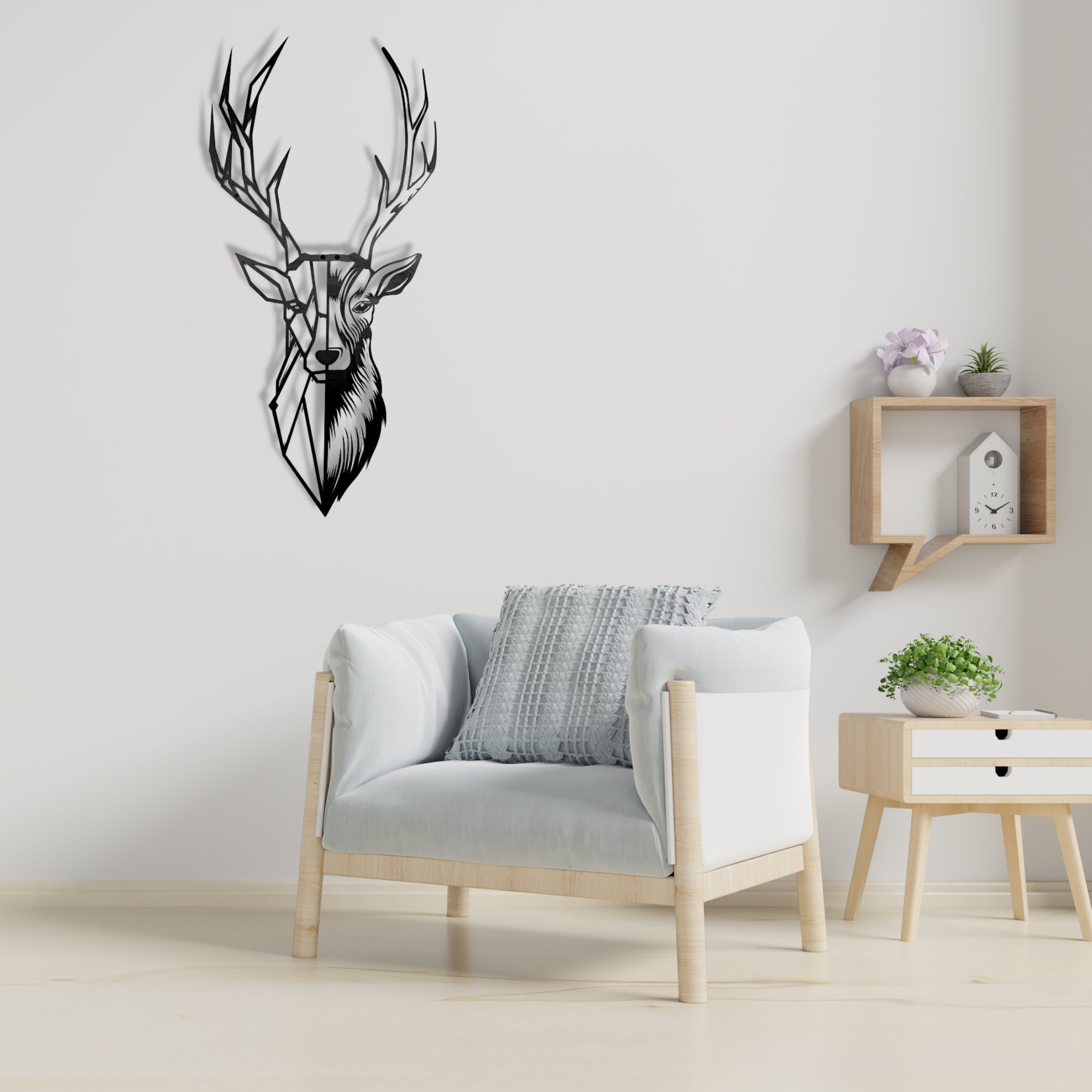 Black Metal Wall Hanger with Deer Pattern Suitable for All Walls 1.5mm Thickness 45x95cm