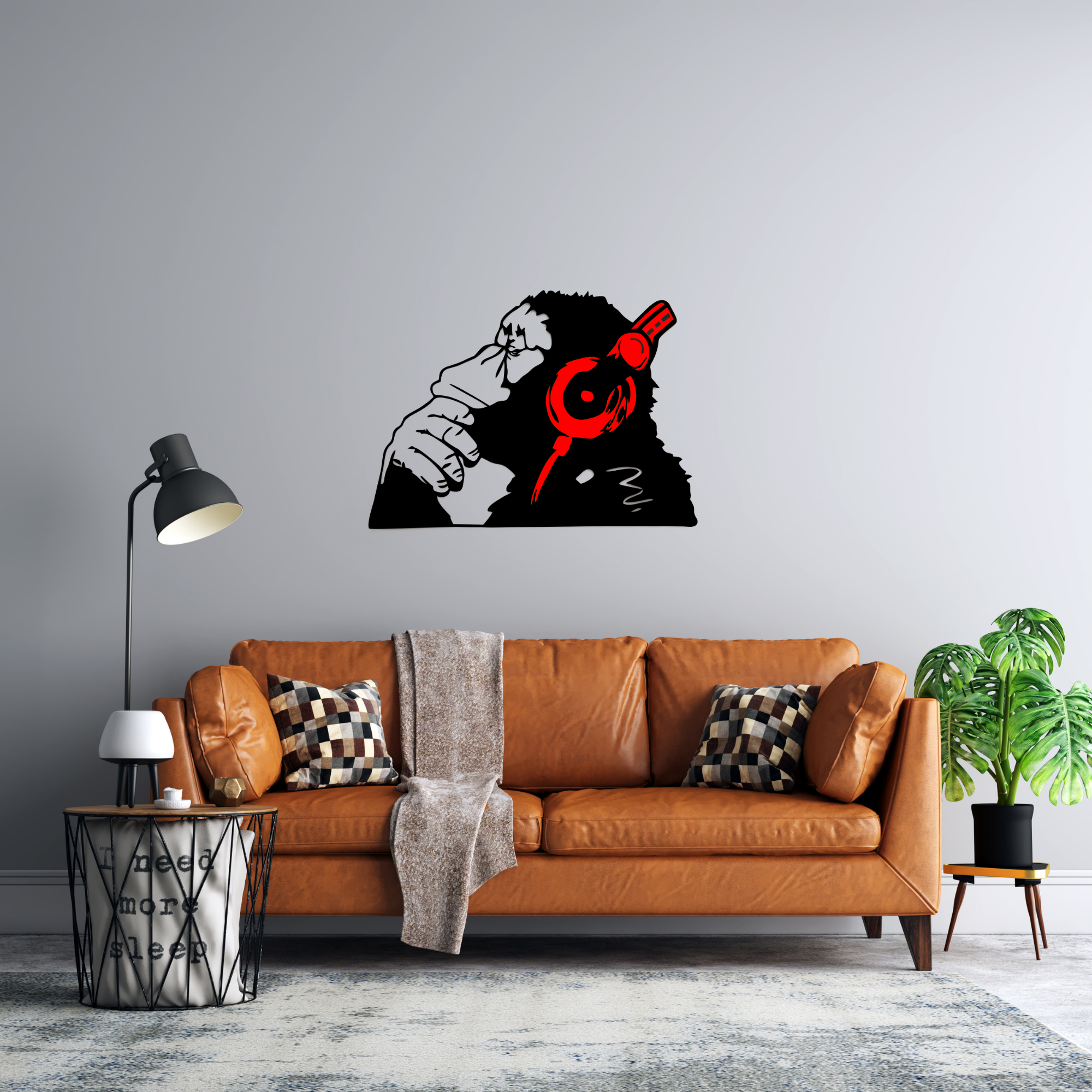 Monkey Patterned Metal Wall Hanger Suitable for All Walls 1.5mm Thick 75x55cm