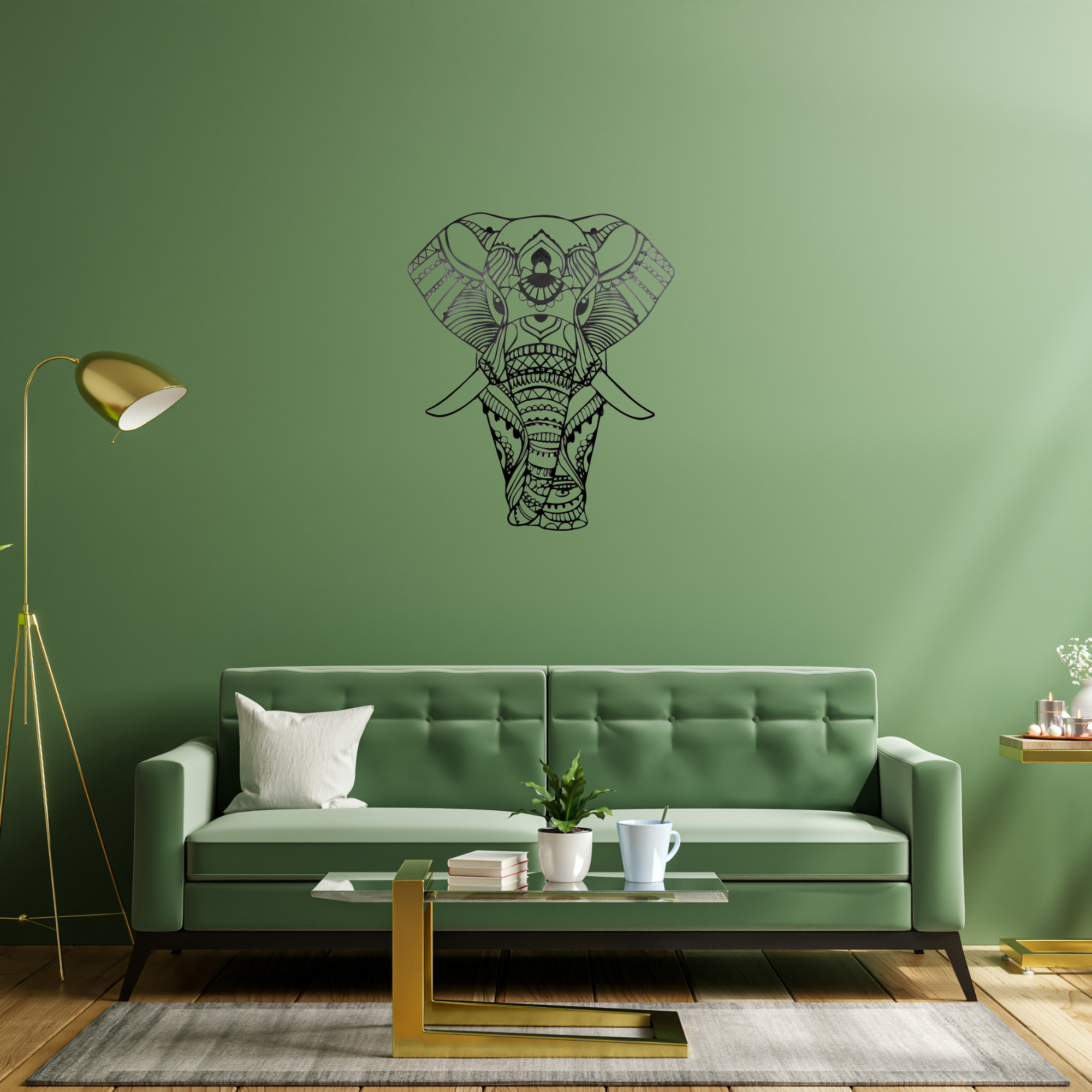Elephant Black Metal Wall Art Hanging Decor | 62x75cm For All Walls 1.5mm Thickness