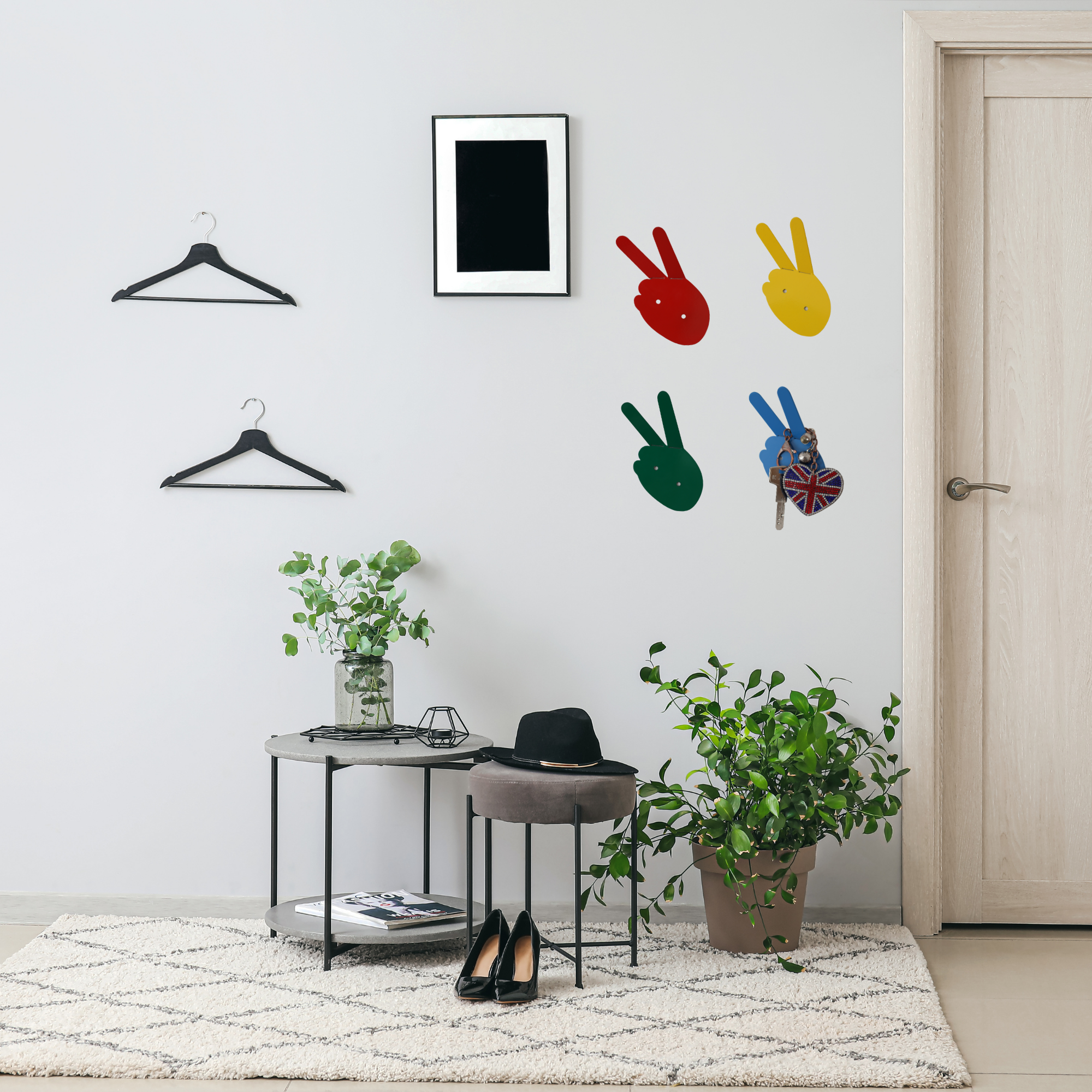 Set of 4 Metal Hand Shaped Wall Hook, Metal Towel Hook, Decorative Hanger Set, Unique Design Hanger, Coat Hook Set, Decorative Wall Hooks