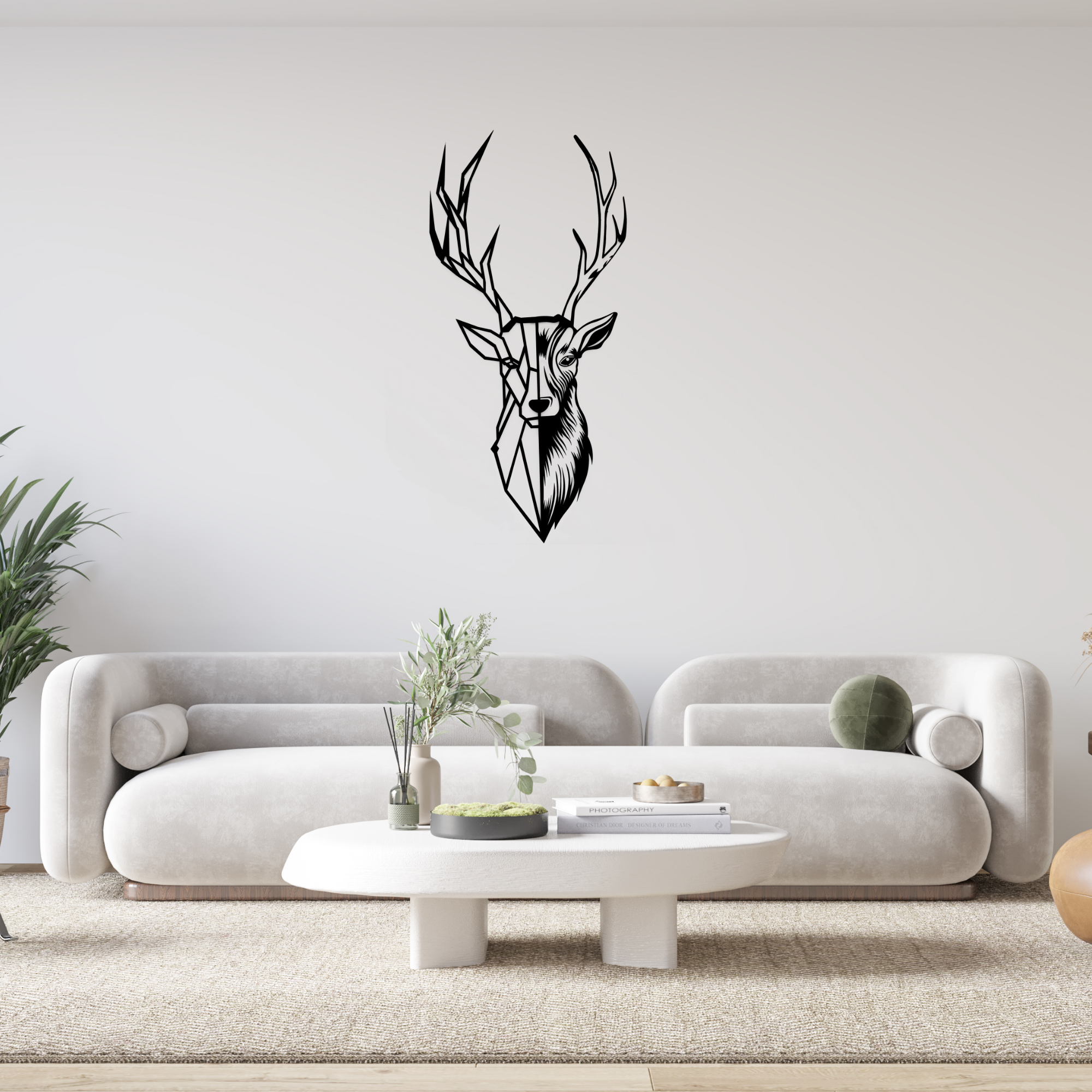 Black Metal Wall Hanger with Deer Pattern Suitable for All Walls 1.5mm Thickness 45x95cm