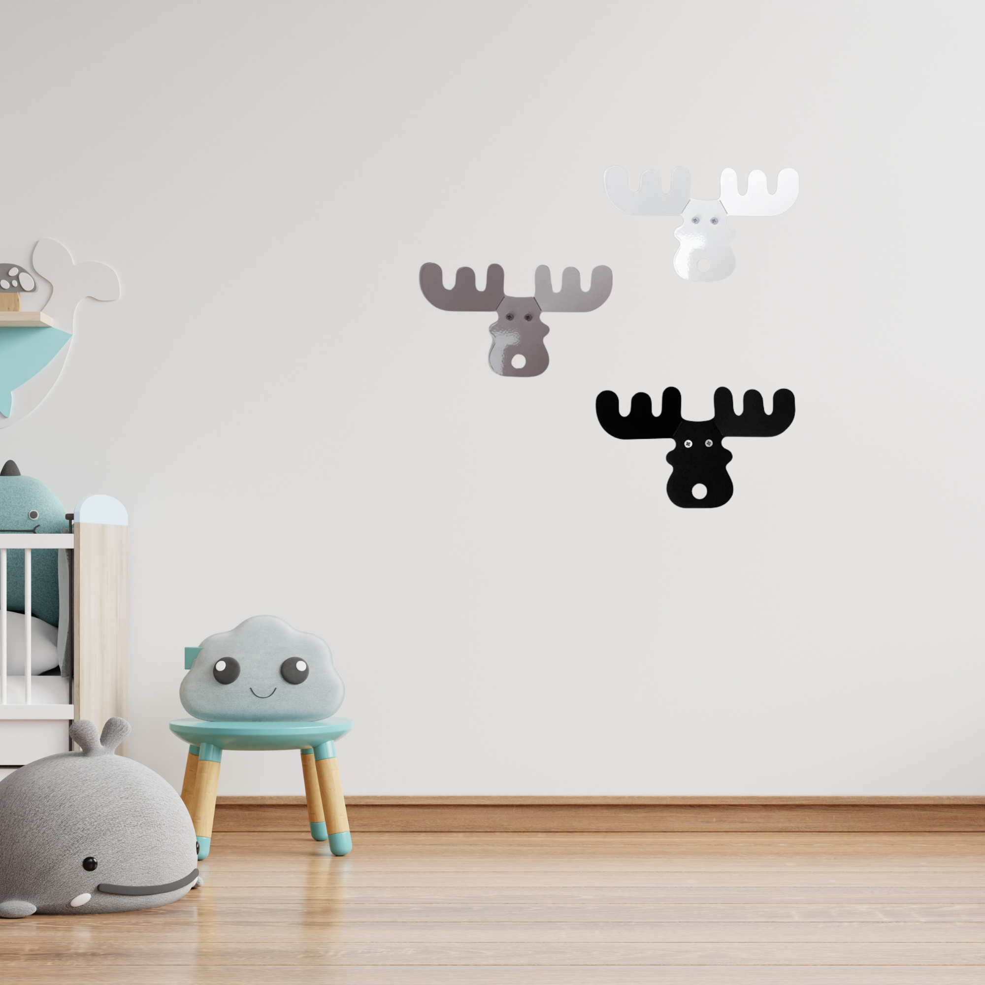 Set of 3 Metal Deer Wall Hook, Decorative Animal Wall Hooks, Metal Towel Hook, Coat Hook Set, Cute Wall Hook for Kids, Nursery Wall Decor