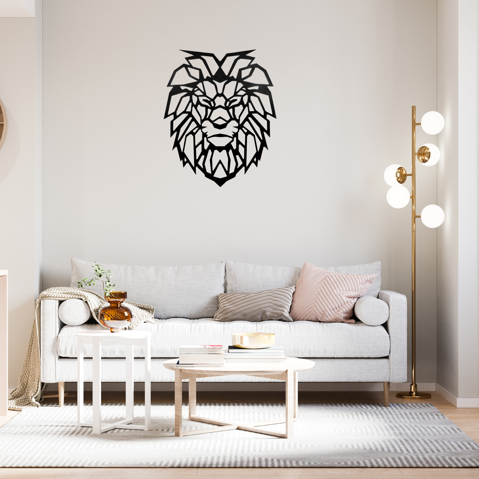 Lion Pattern Black Metal Wall Art Hanging Decor | For All Walls 1.5mm Thickness 60x75cm