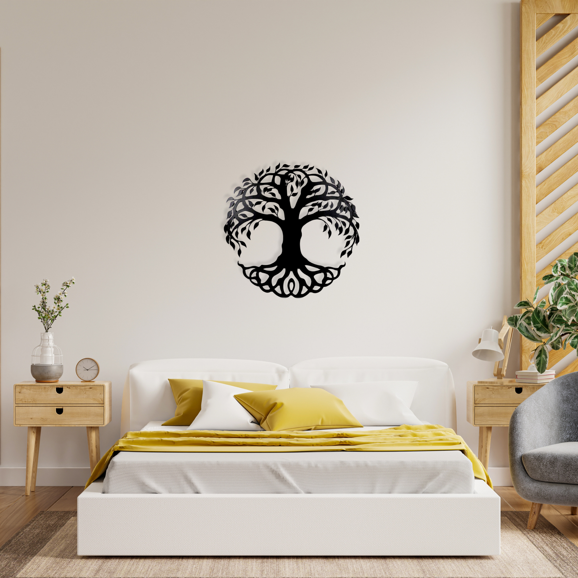 Tree of Life Black Metal Wall Art Hanging Decor | 67x67cm For All Walls 1.5mm Thickness