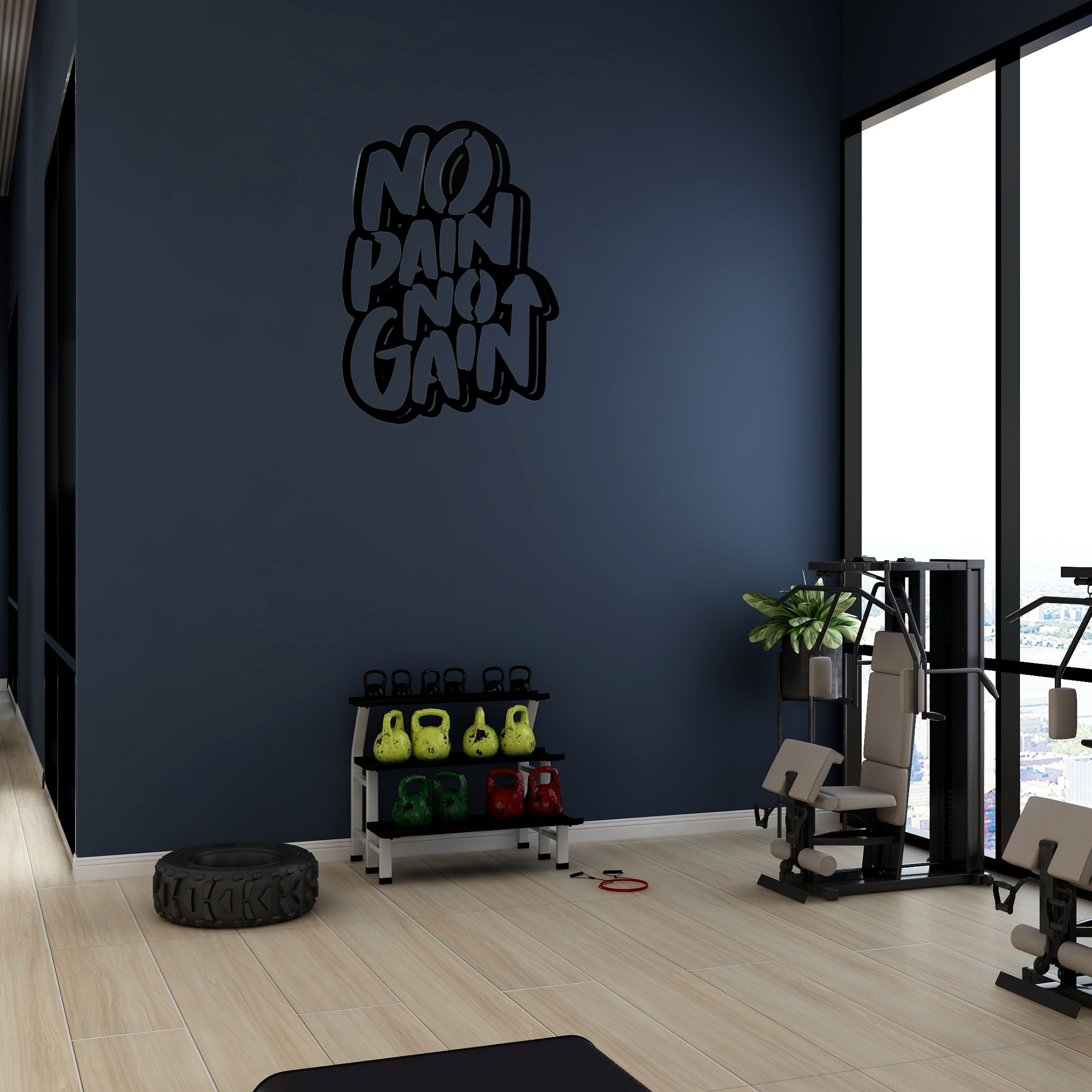 No Pain No Gain Metal Wall Art, Wall Hangings, Gym Wall Decor, Sport Wall Art, Workout Room Wall Art, Fitness Motivation Quote Wall Art