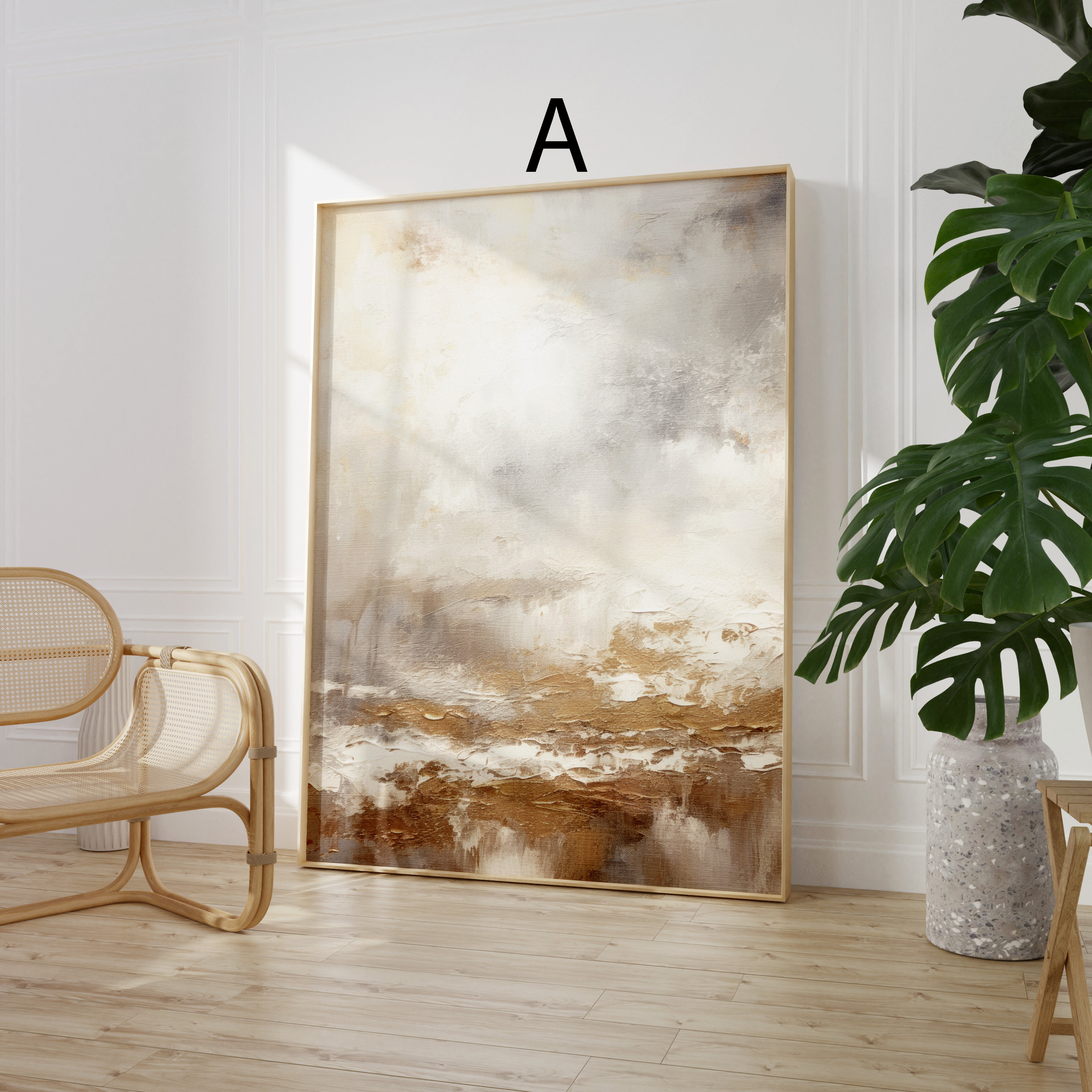 Abstrakte Kunst Poster · Geschenkidee · Beige Gold Marmor Effekt Minimalistische Wandkunst · Dekoprint ohne Rahmen-2