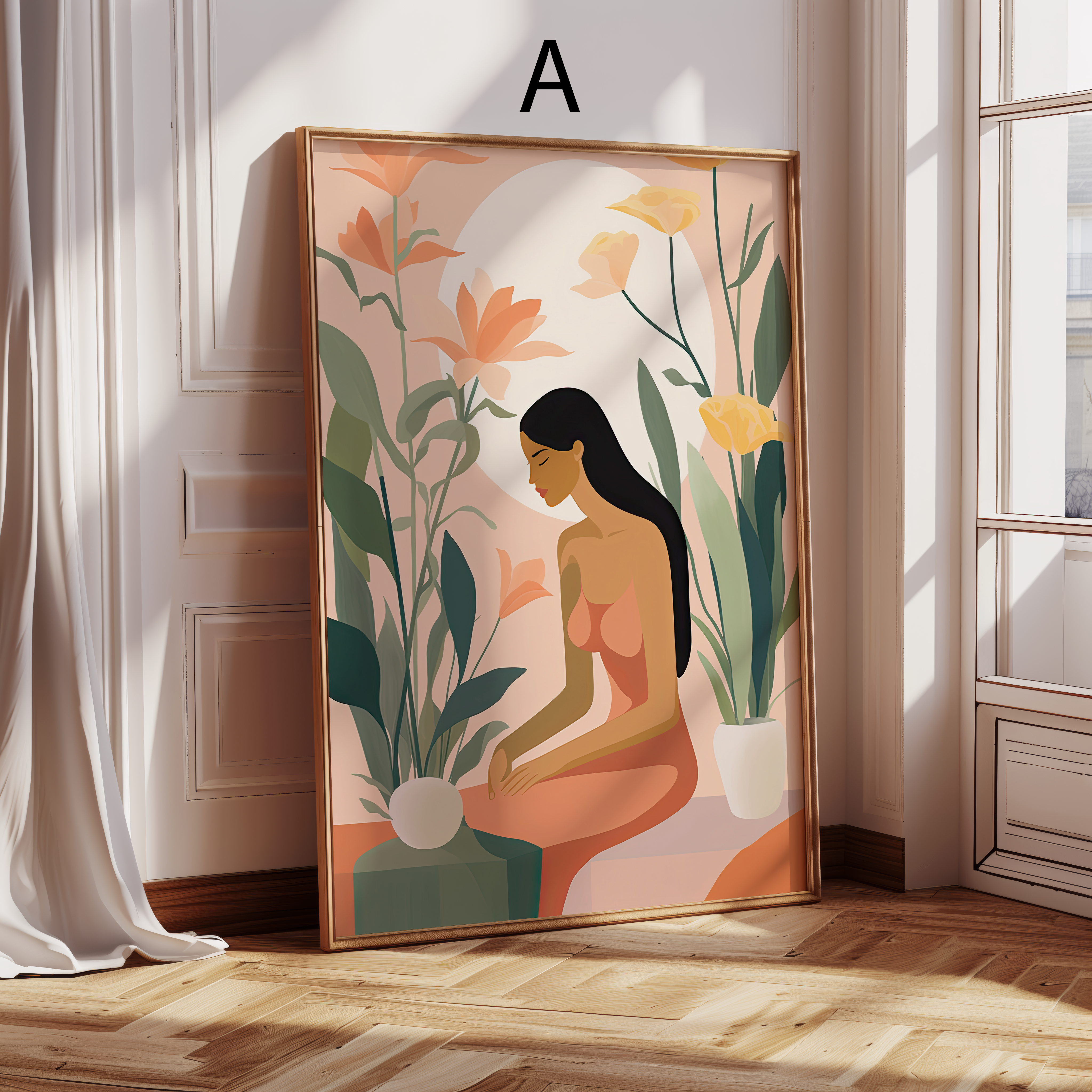 Moderne Kunst Poster · Geschenkidee · Zeitgenössische Porträts Meditation Minimalistische Interior Kunst · Dekoprint ohne Rahmen-2