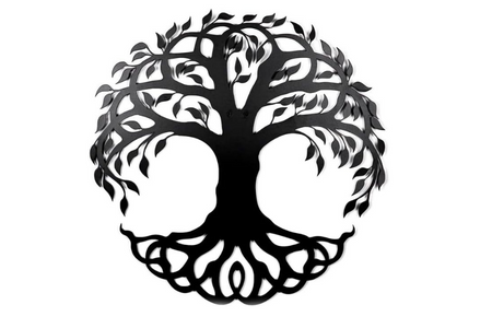Tree of Life Black Metal Wall Art Hanging Decor | 67x67cm For All Walls 1.5mm Thickness