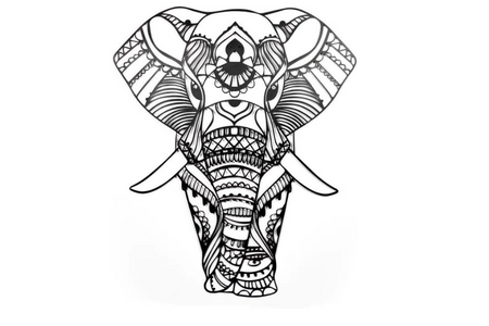 Elephant Black Metal Wall Art Hanging Decor | 62x75cm For All Walls 1.5mm Thickness