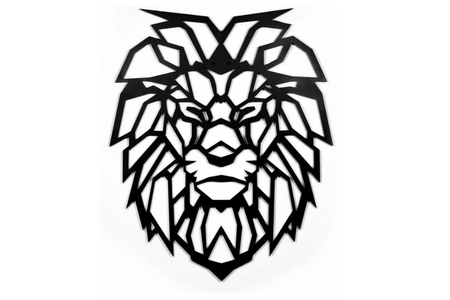 Lion Pattern Black Metal Wall Art Hanger Decor | 1.5mm Thickness 60x75cm For All Walls