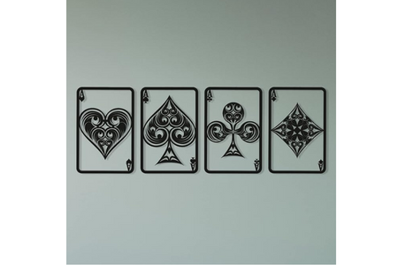 Black Metal Wall Hanger with Playing Card Pattern for All Walls, 1.5mm Thickness 30x45cm