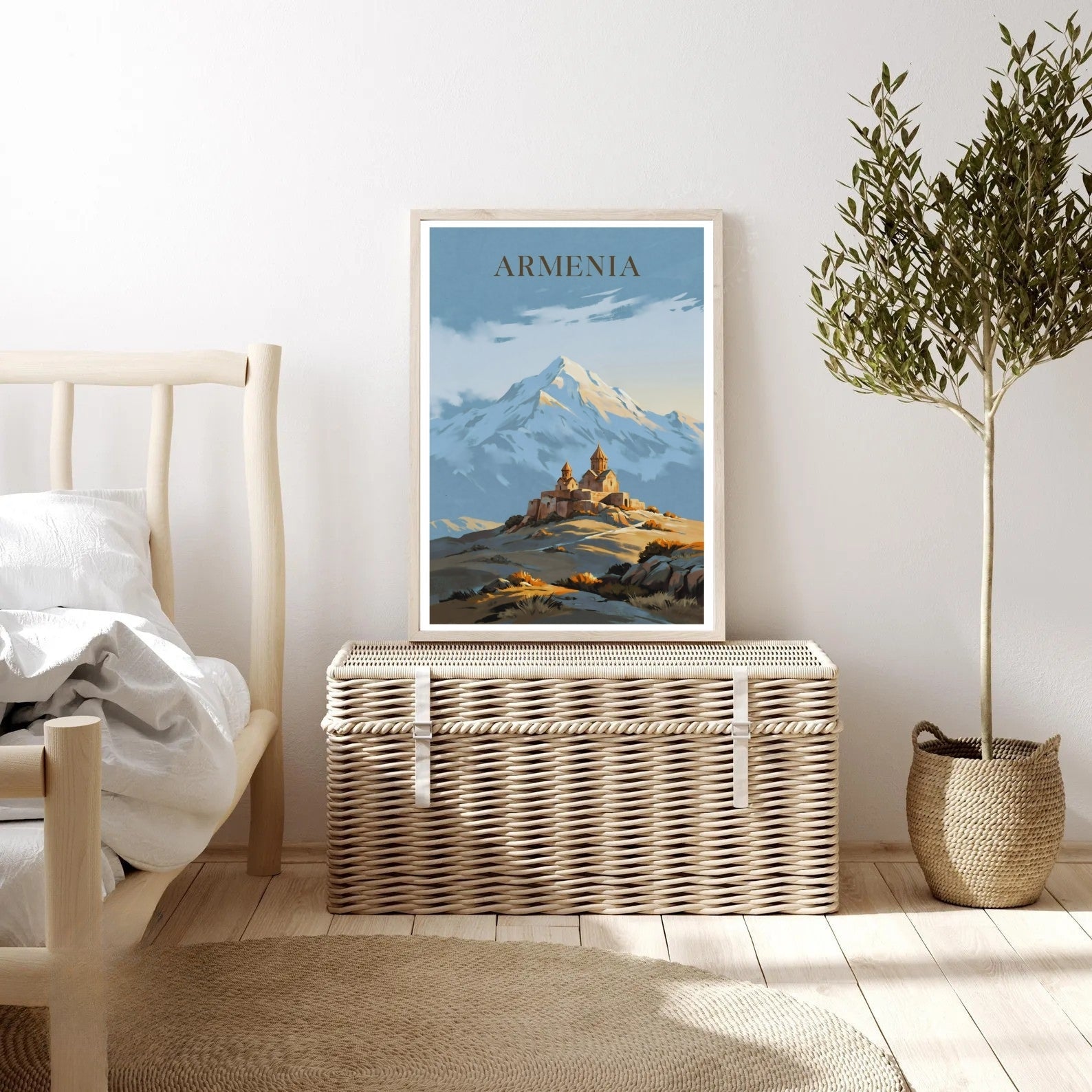 Khor Virap Monastery Poster: Mount Ararat Painting Landscape Print-4