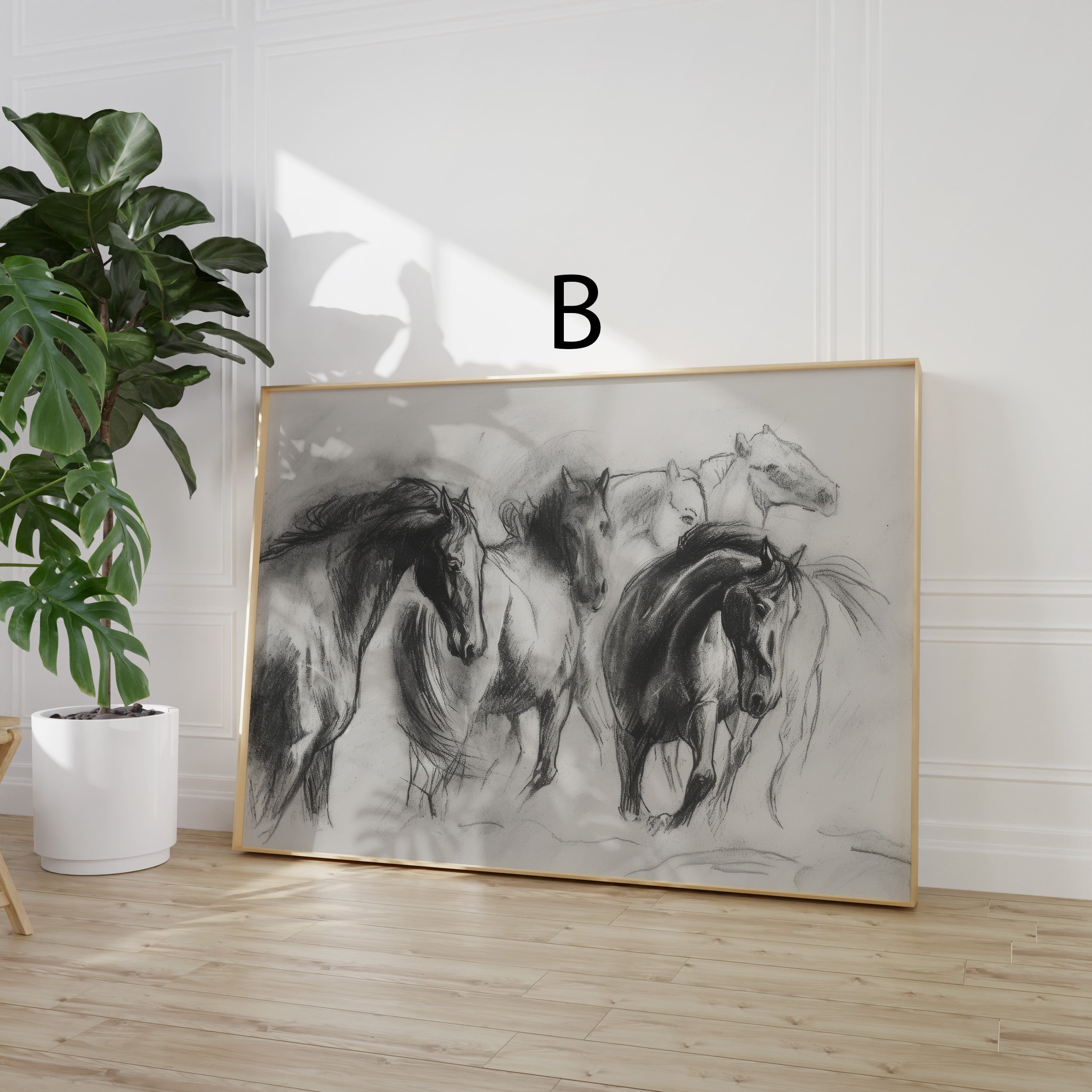 Moderne Vintage Landschaft Poster · Geschenkidee · Flusslandschaft Pferde Stillleben Klassische Wandkunst · Dekoprint ohne Rahmen-3