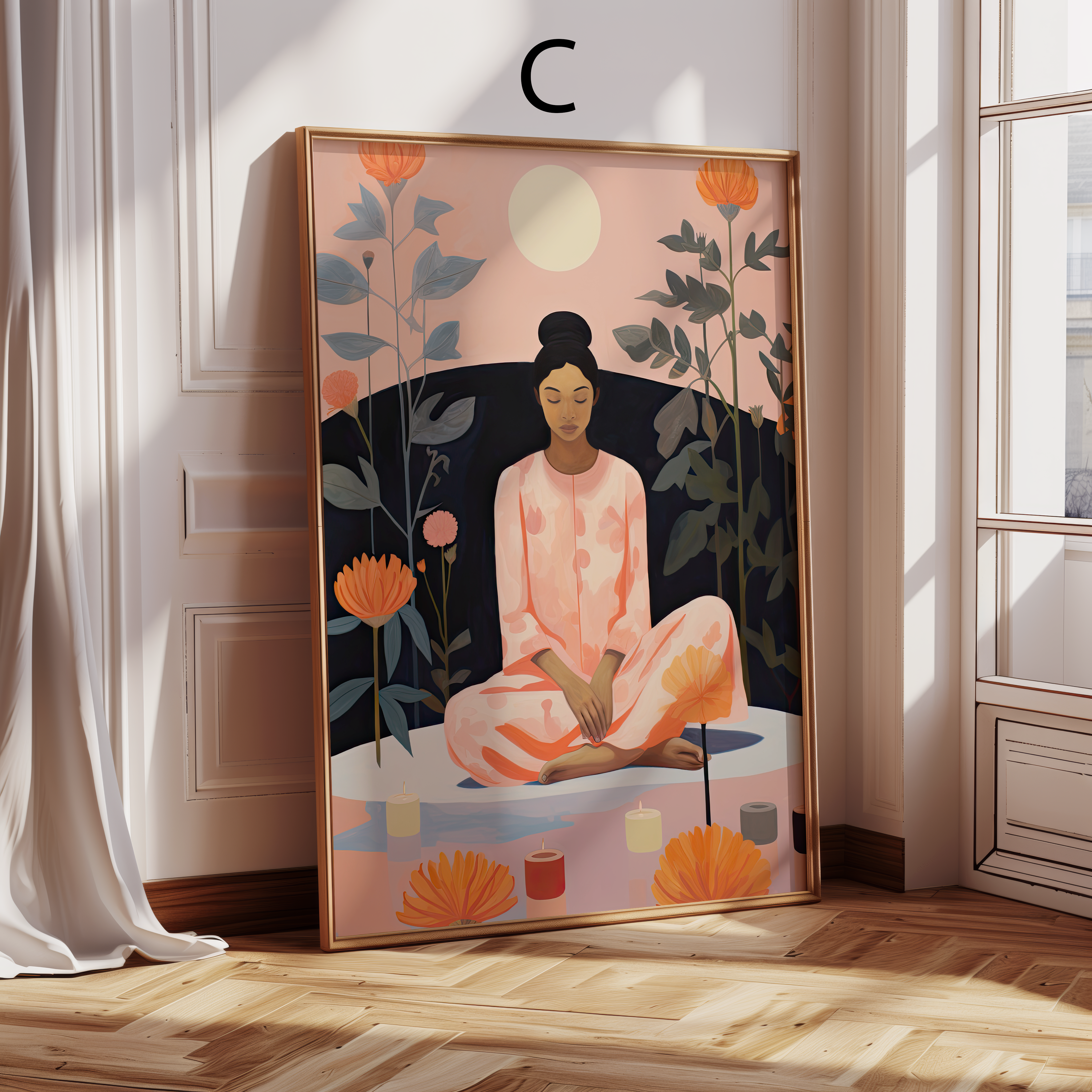 Moderne Kunst Poster · Geschenkidee · Zeitgenössische Porträts Meditation Minimalistische Interior Kunst · Dekoprint ohne Rahmen-4