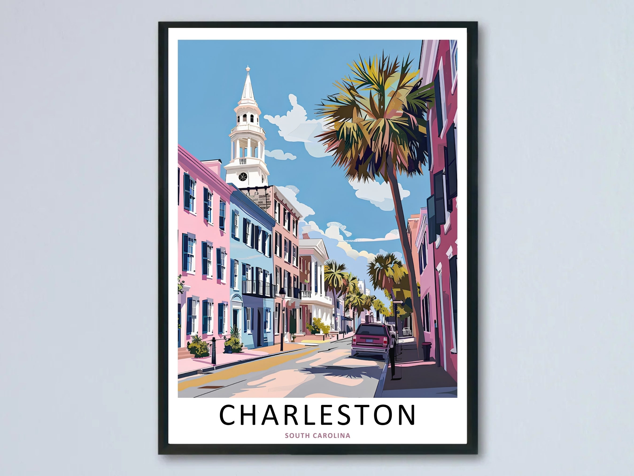 Charleston South Carolina Print: Pastel Rainbow Row Historic Wall Art-0