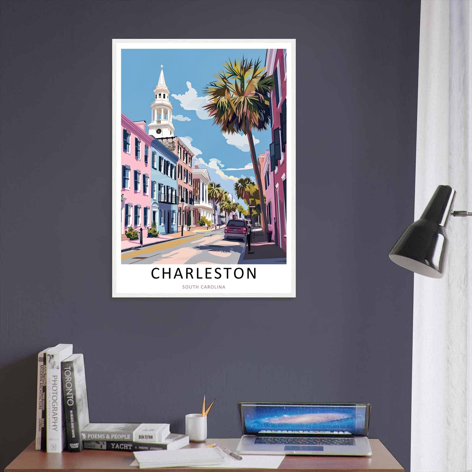 Charleston South Carolina Print: Pastel Rainbow Row Historic Wall Art-1