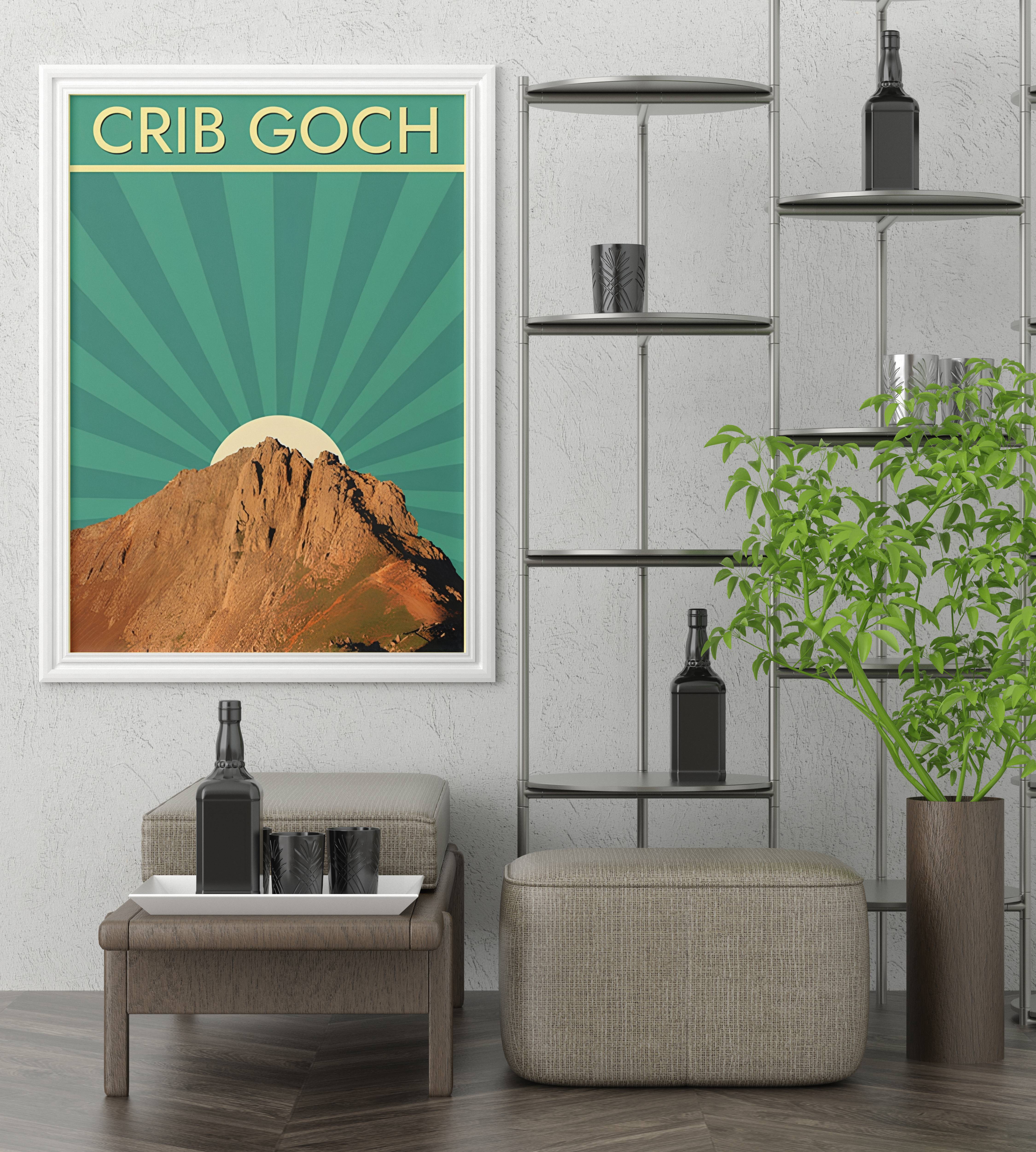 Crib Goch Snowdonia Retro Travel Poster | Wales Mountain Wall Art-4