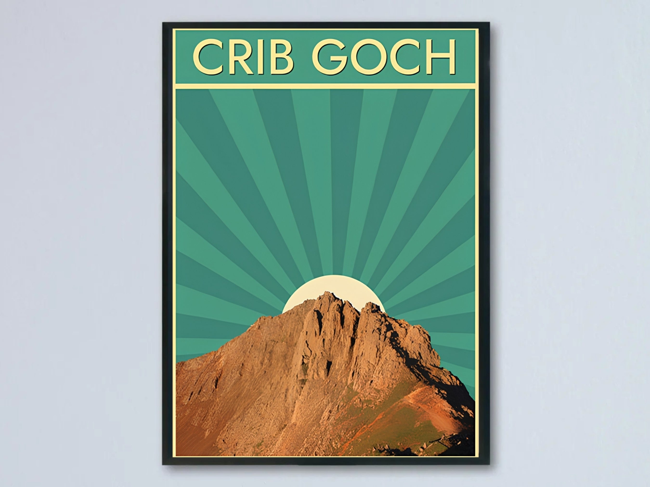 Crib Goch Snowdonia Retro Travel Poster | Wales Mountain Wall Art-0