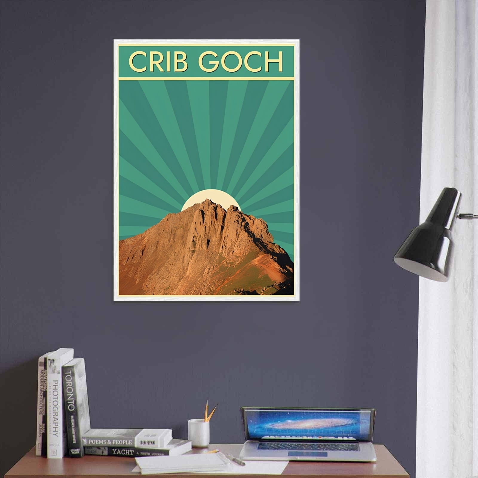 Crib Goch Snowdonia Retro Travel Poster | Wales Mountain Wall Art-1