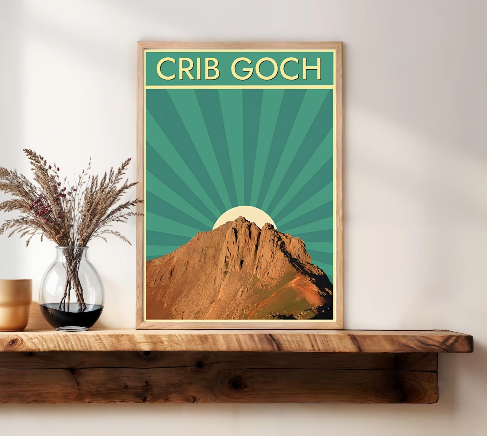 Crib Goch Snowdonia Retro Travel Poster | Wales Mountain Wall Art-3