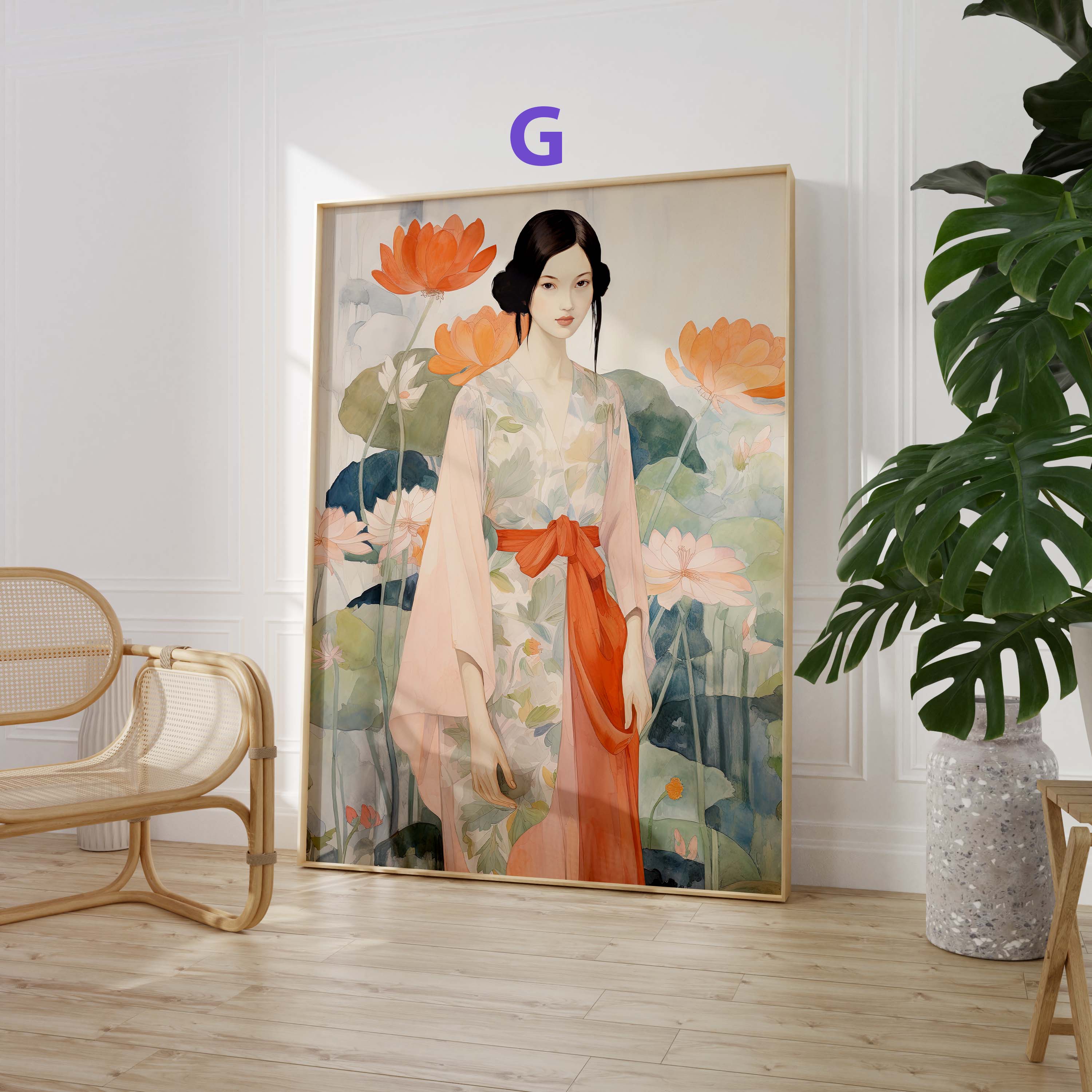 Japan Poster · Geschenkidee · Zen Minimalismus Kalligrafie Geisha und Landschaft · Dekoprint ohne Rahmen-8