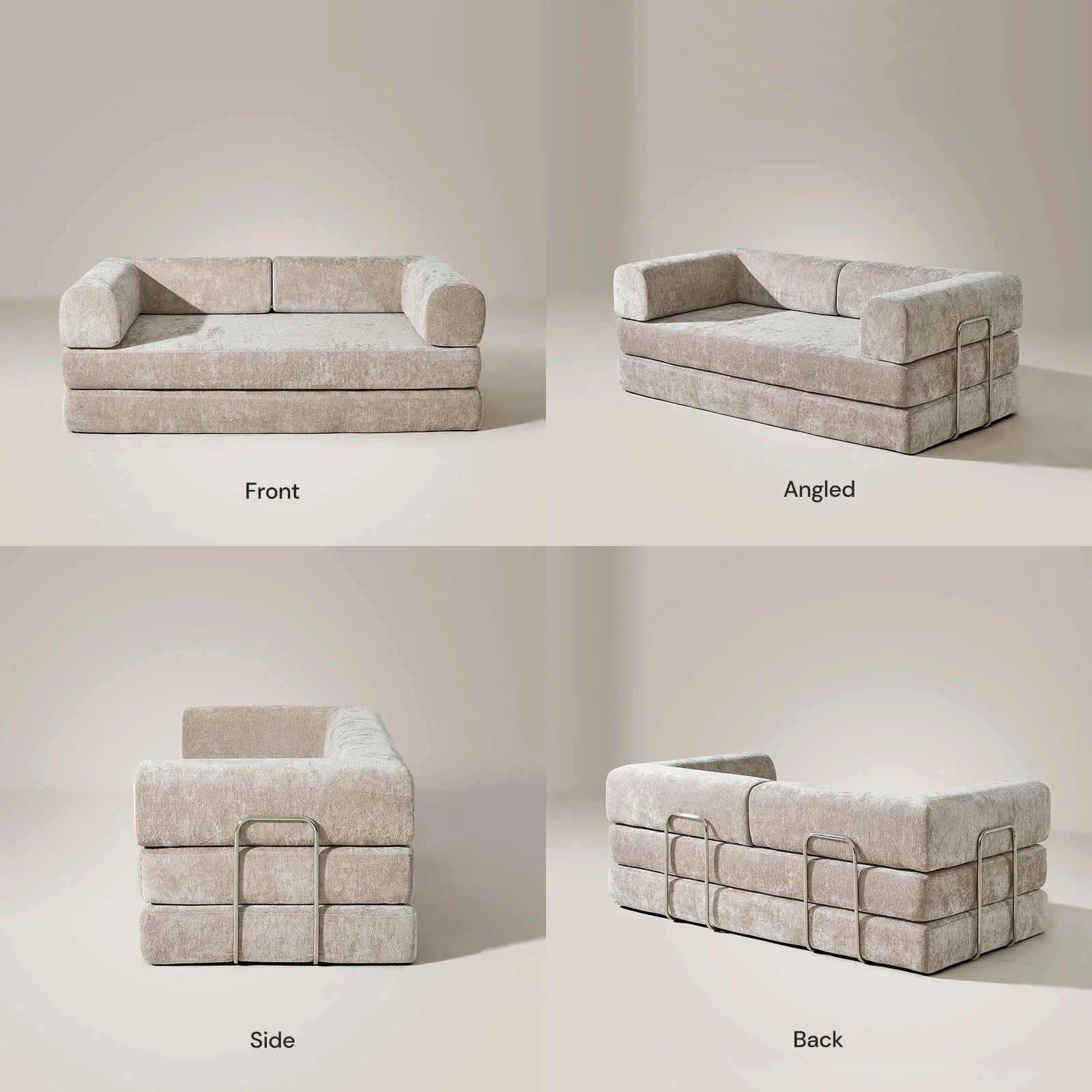 Hugo Khaki Convertible Sofa Bed
