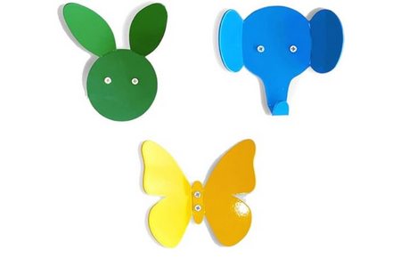 3-Piece Metal Animal Figure Wall Hook Set, Decorative Animal Hook for Kids, Cute Hanger, Metal Towel Hook, Bag Hook for Kids' Room