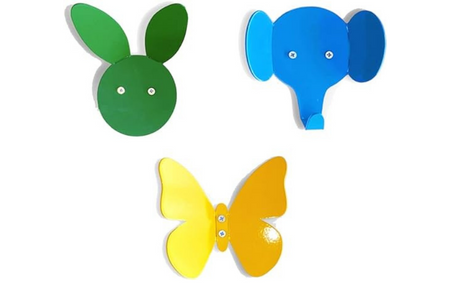 Set of 3 Metal Animal Wall Hooks, Decorative Animal Hook for Kids, Cute Hanger, Metal Towel Hook, Bag Hook for Kids Room