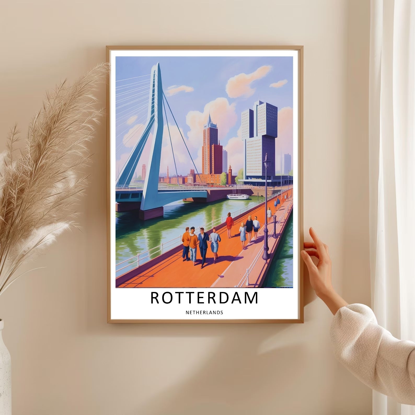 Rotterdam Art Print Boardwalk Promenade Skyline Travel Poster-1