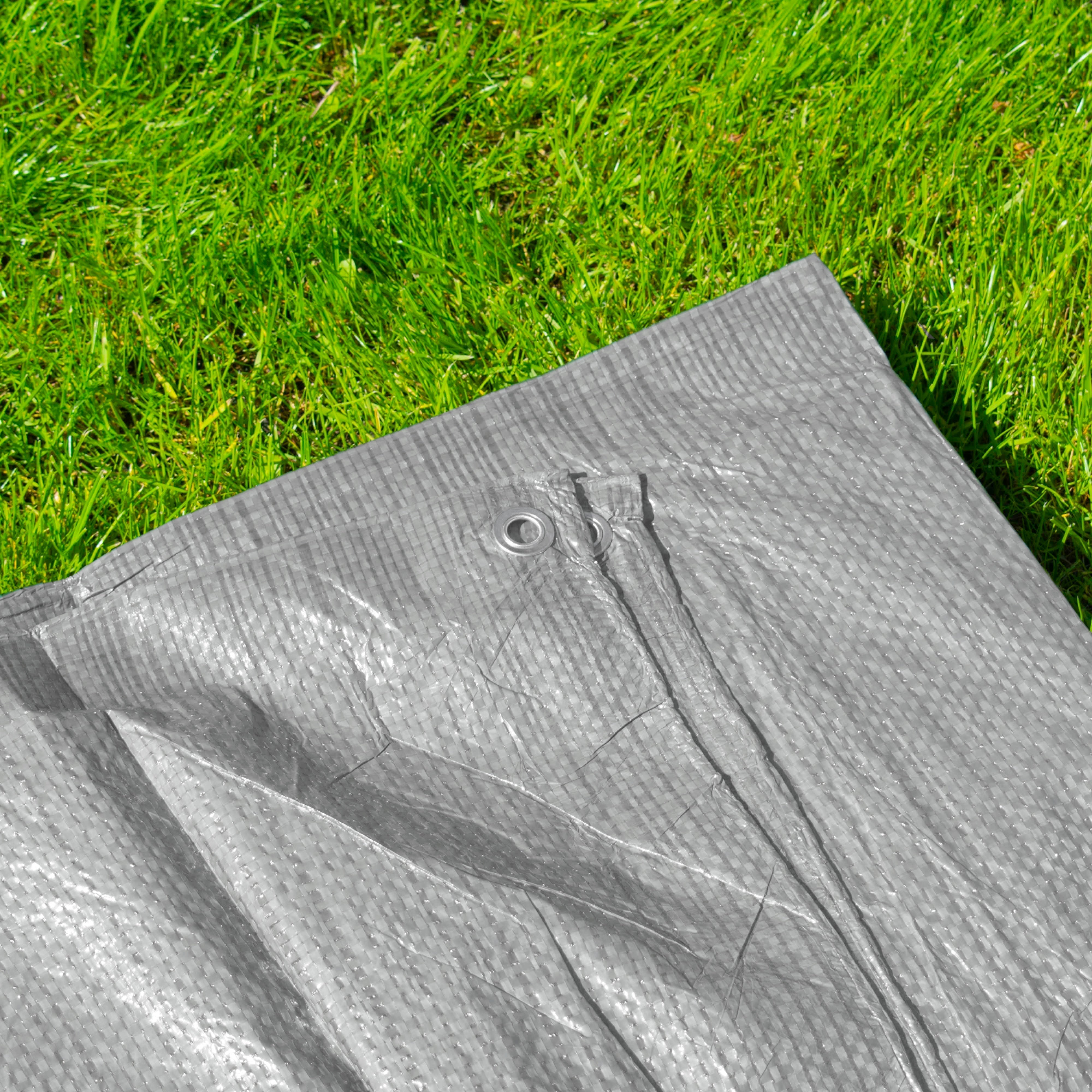 Gray S-Grade Tarpaulin 1.5m x 2m Waterproof Tarpaulin Cover Outdoor Ground Sheet