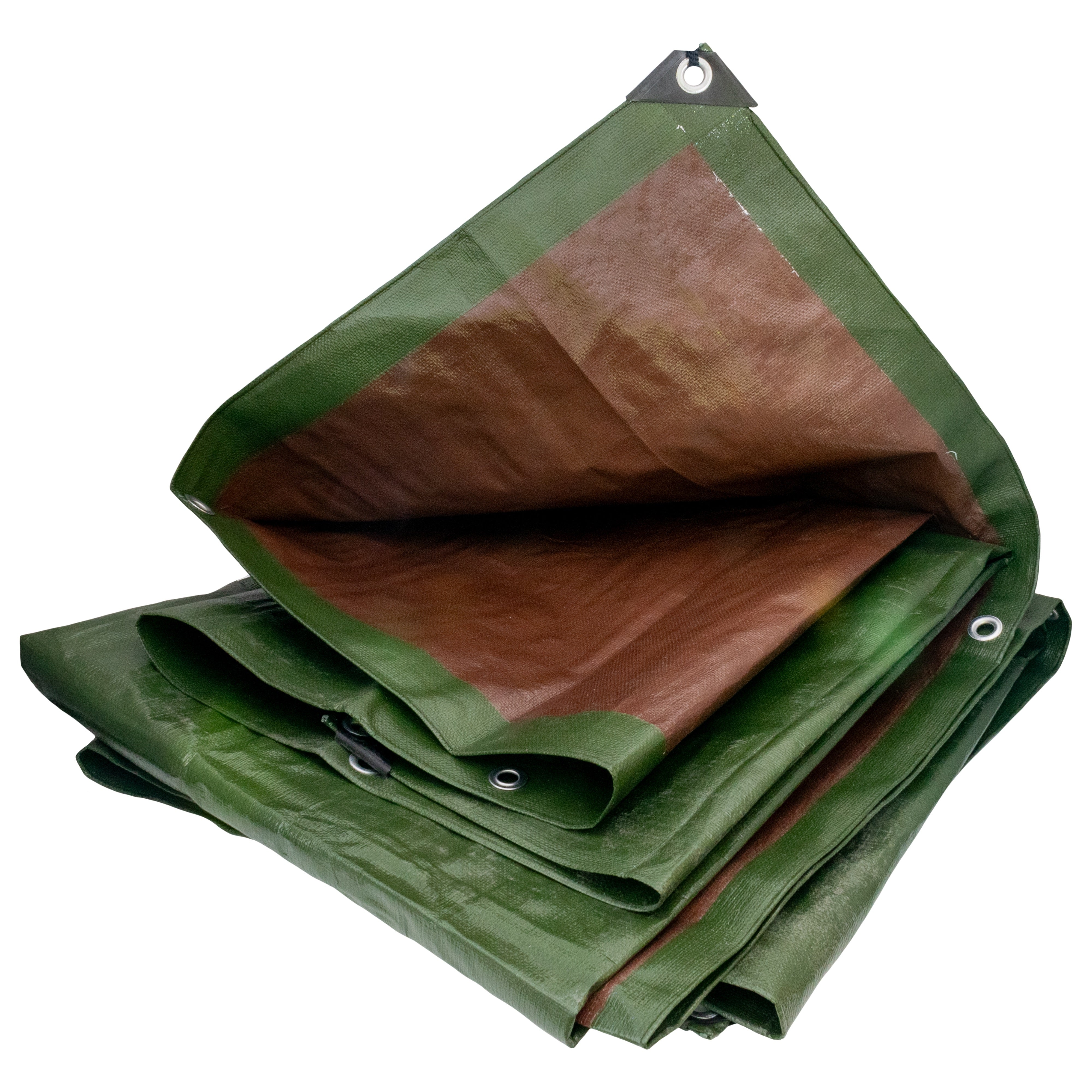 Green Brown L-Grade Tarpaulin 5m x 5m Outdoor Ground Sheet Heavy Duty Nylon Ties