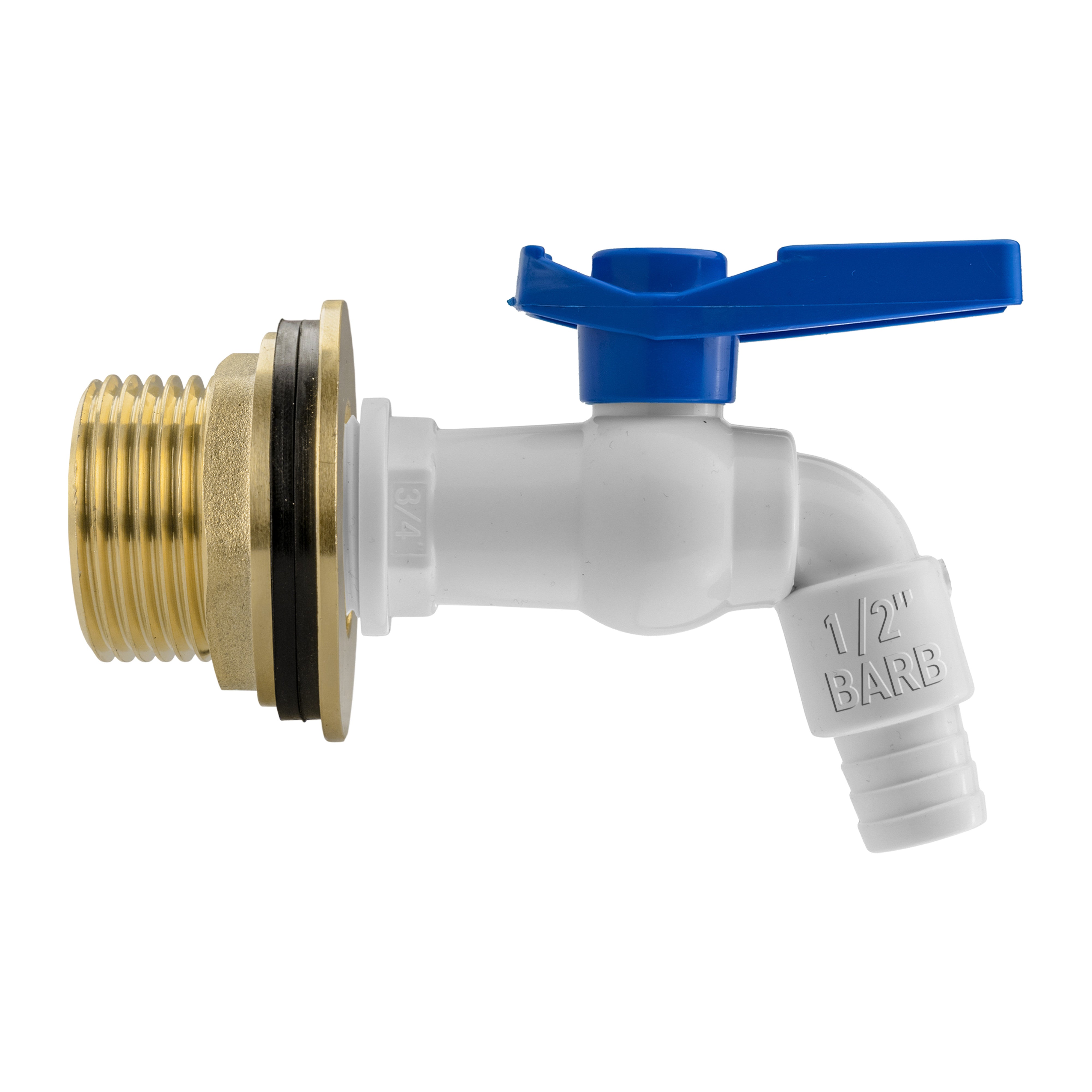Water Butt Brass Kit 1in with White PVC Tap Hose Connector Set Hose Pipe Fitting