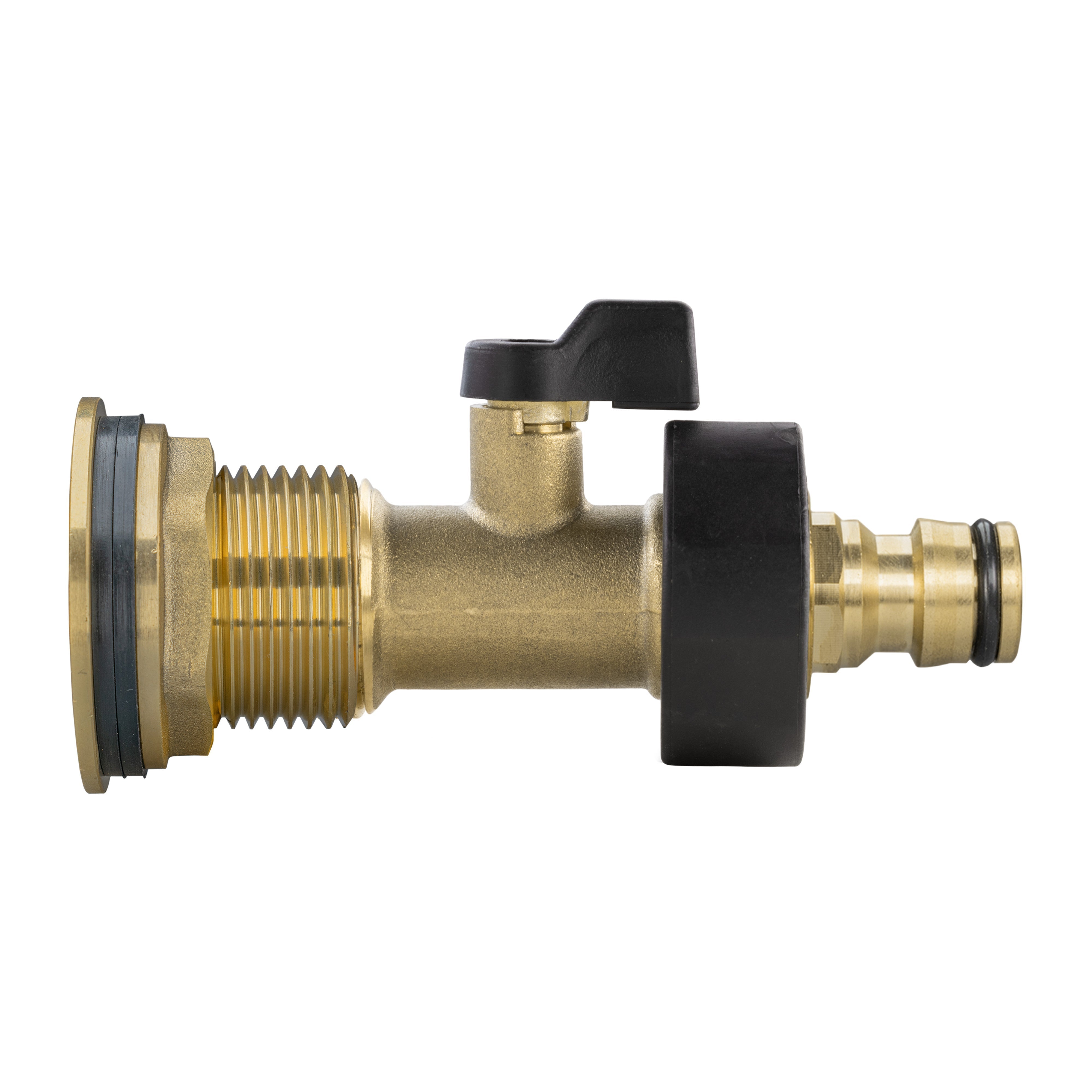 Water Butt Brass Kit 1in with Brass Valve + Quick Connect for Hose Connector Set
