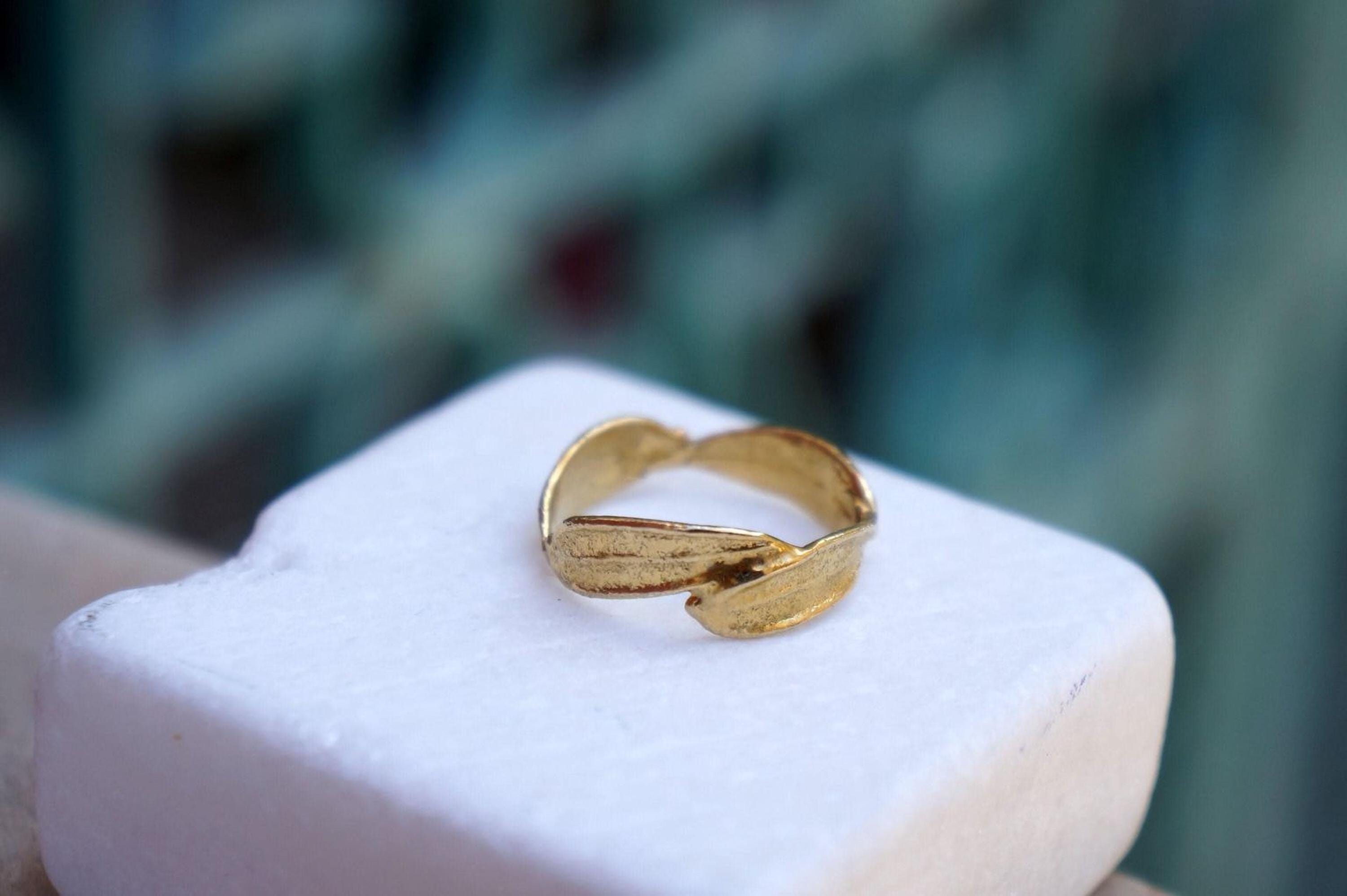 Gold Olive Leaf Ring, Solid Gold Ring 18K, Gold Jewelry Band, Birthday Gift for Women, Jewelry Gift for Her, Handmade Jewelry Gift-2