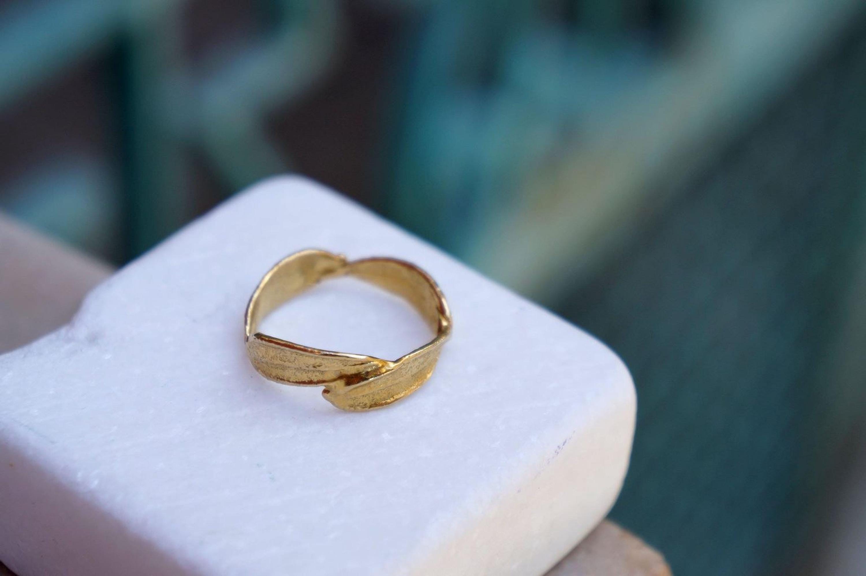 Gold Olive Leaf Ring, Solid Gold Ring 18K, Gold Jewelry Band, Birthday Gift for Women, Jewelry Gift for Her, Handmade Jewelry Gift-4