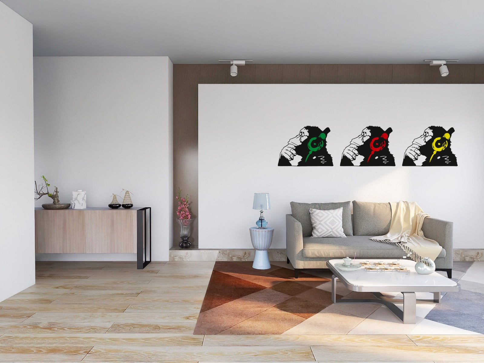 Monkey Patterned Metal Wall Hanger Suitable for All Walls 1.5mm Thick 75x55cm