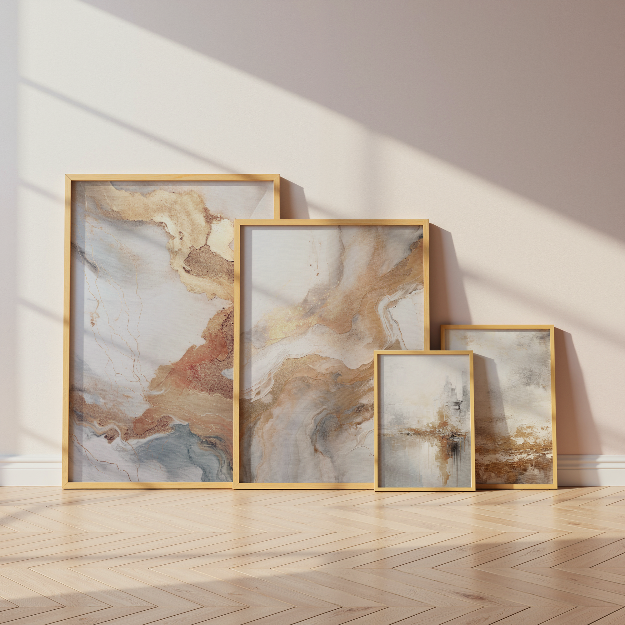 Abstrakte Kunst Poster · Geschenkidee · Beige Gold Marmor Effekt Minimalistische Wandkunst · Dekoprint ohne Rahmen-1